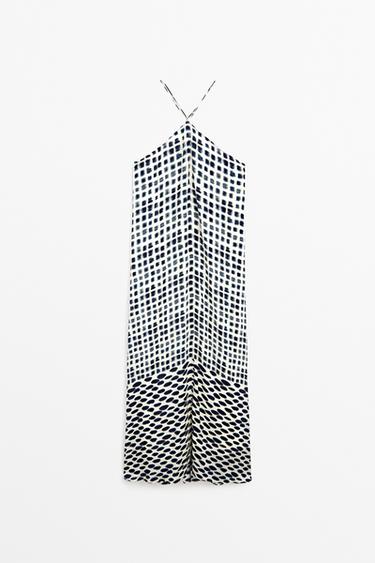 Printed flared midi dress — WHITE 8