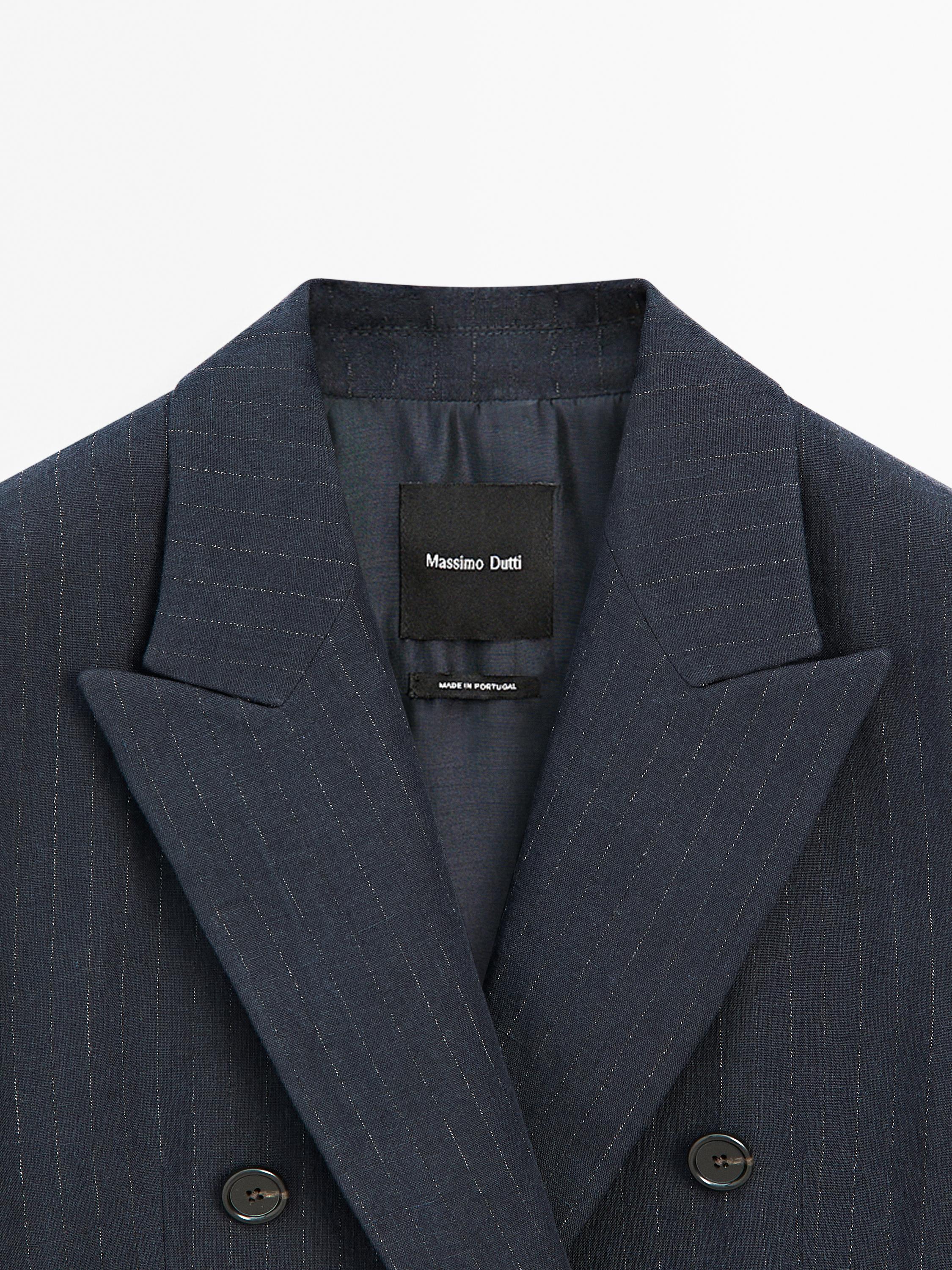 Linen blend pinstripe blazer