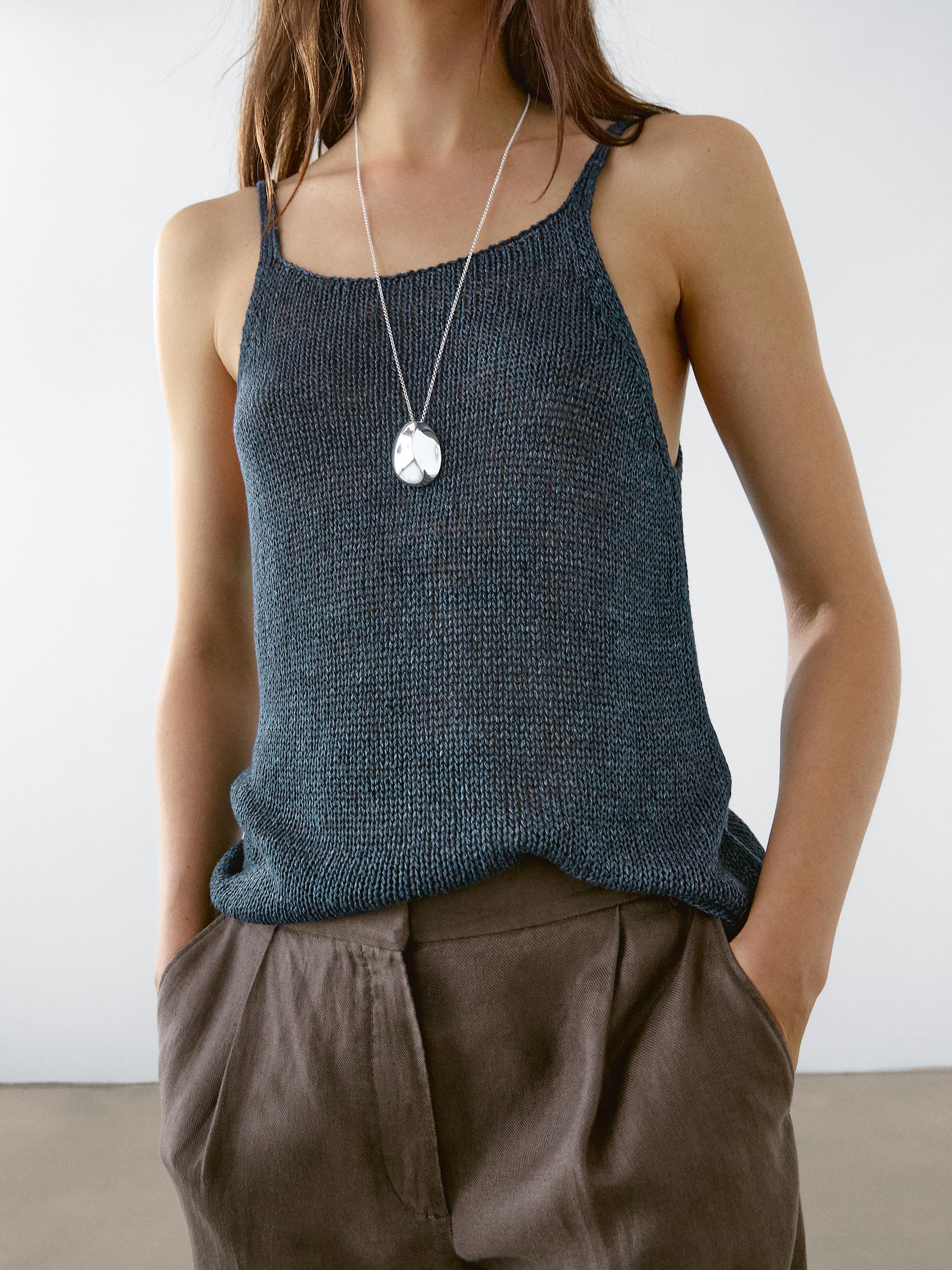 Top en maille à encolure américaine