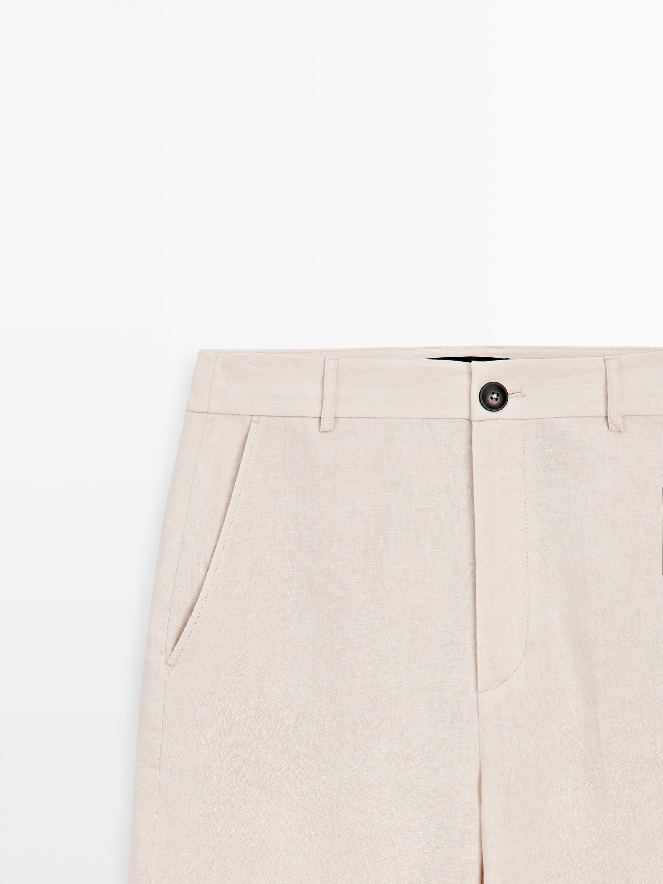 100% linen relaxed fit trousers — Off white
