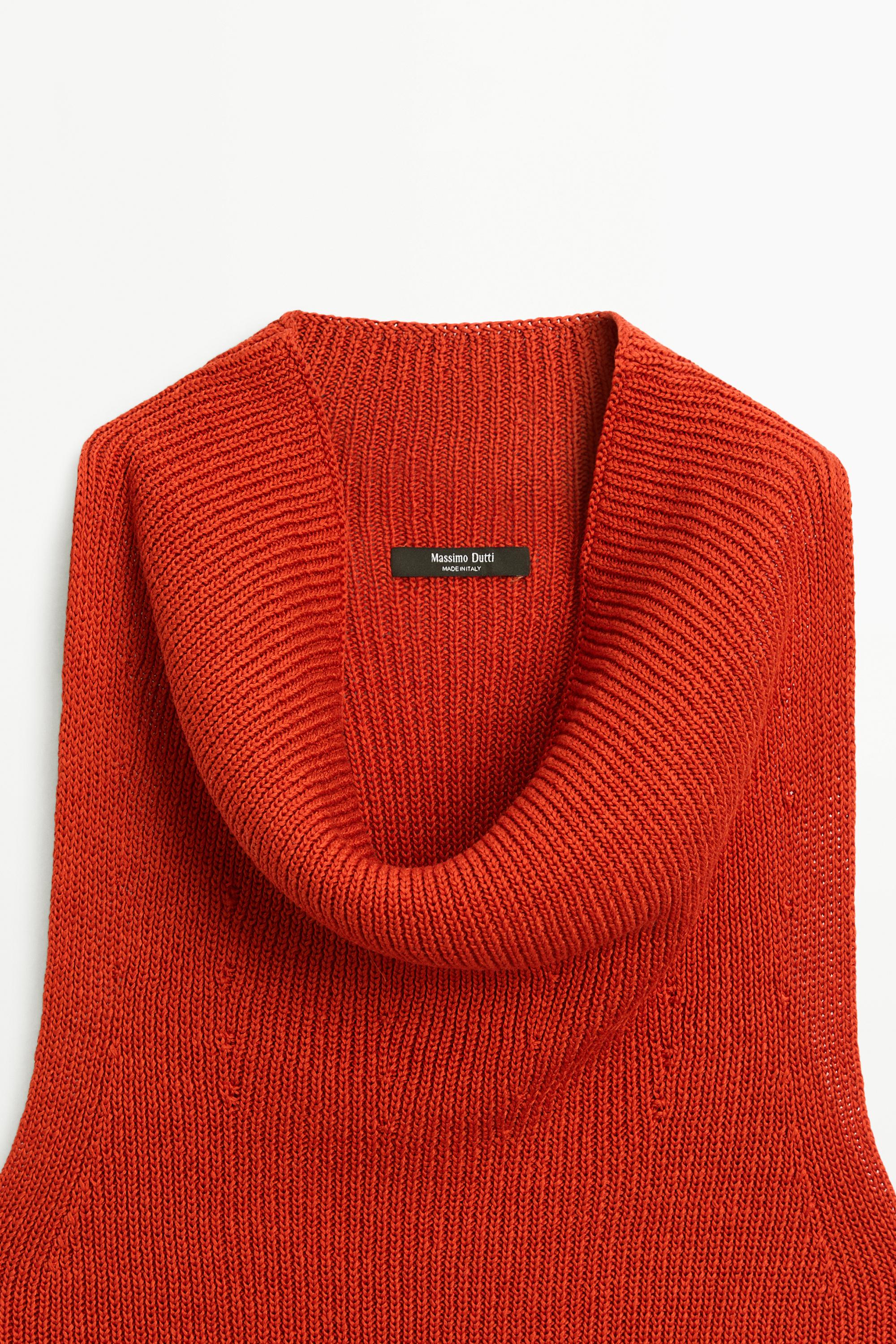 Cotton top with cowl neckline — BURNT ORANGE