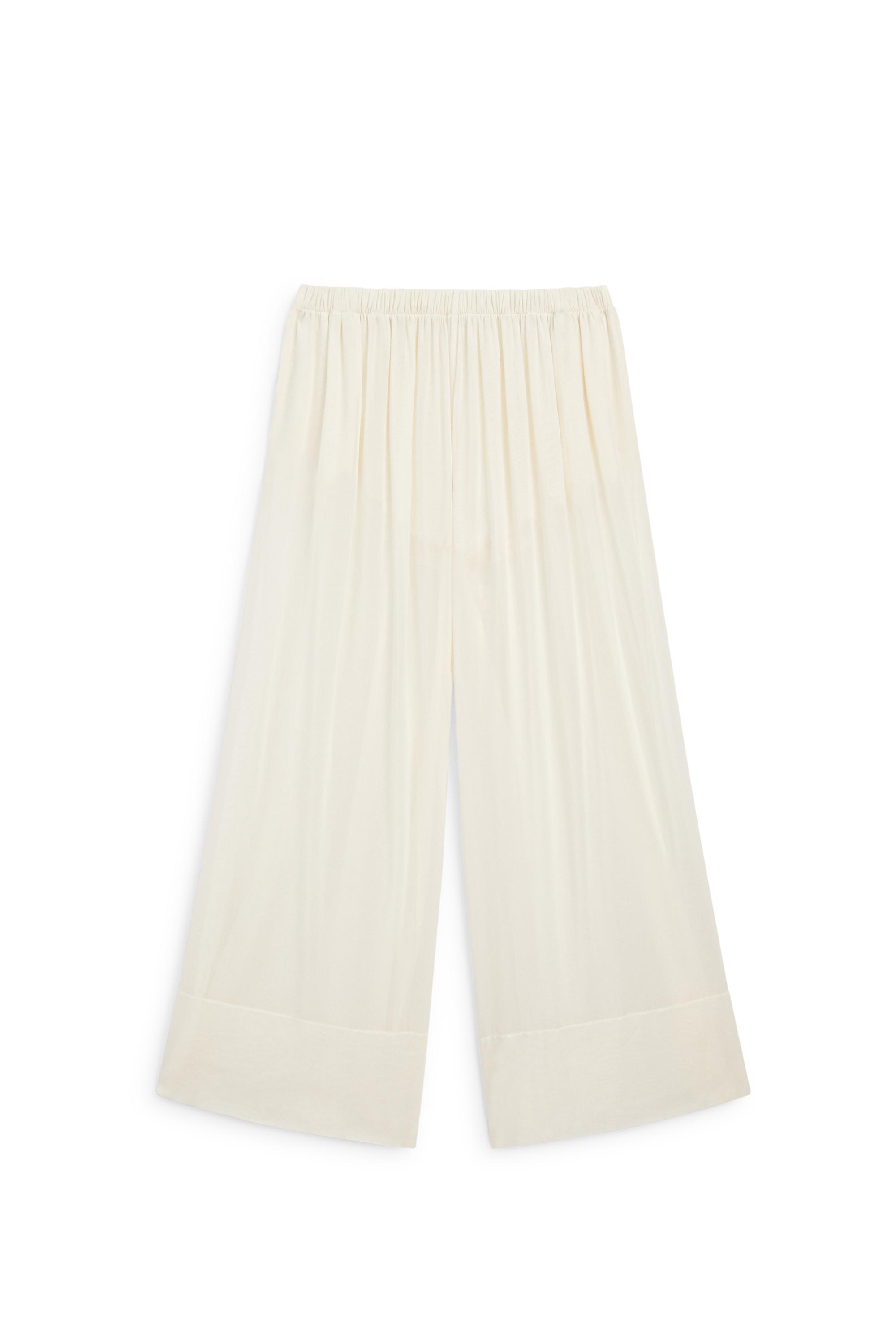 Semi-sheer flowing wide-leg pants — Off white