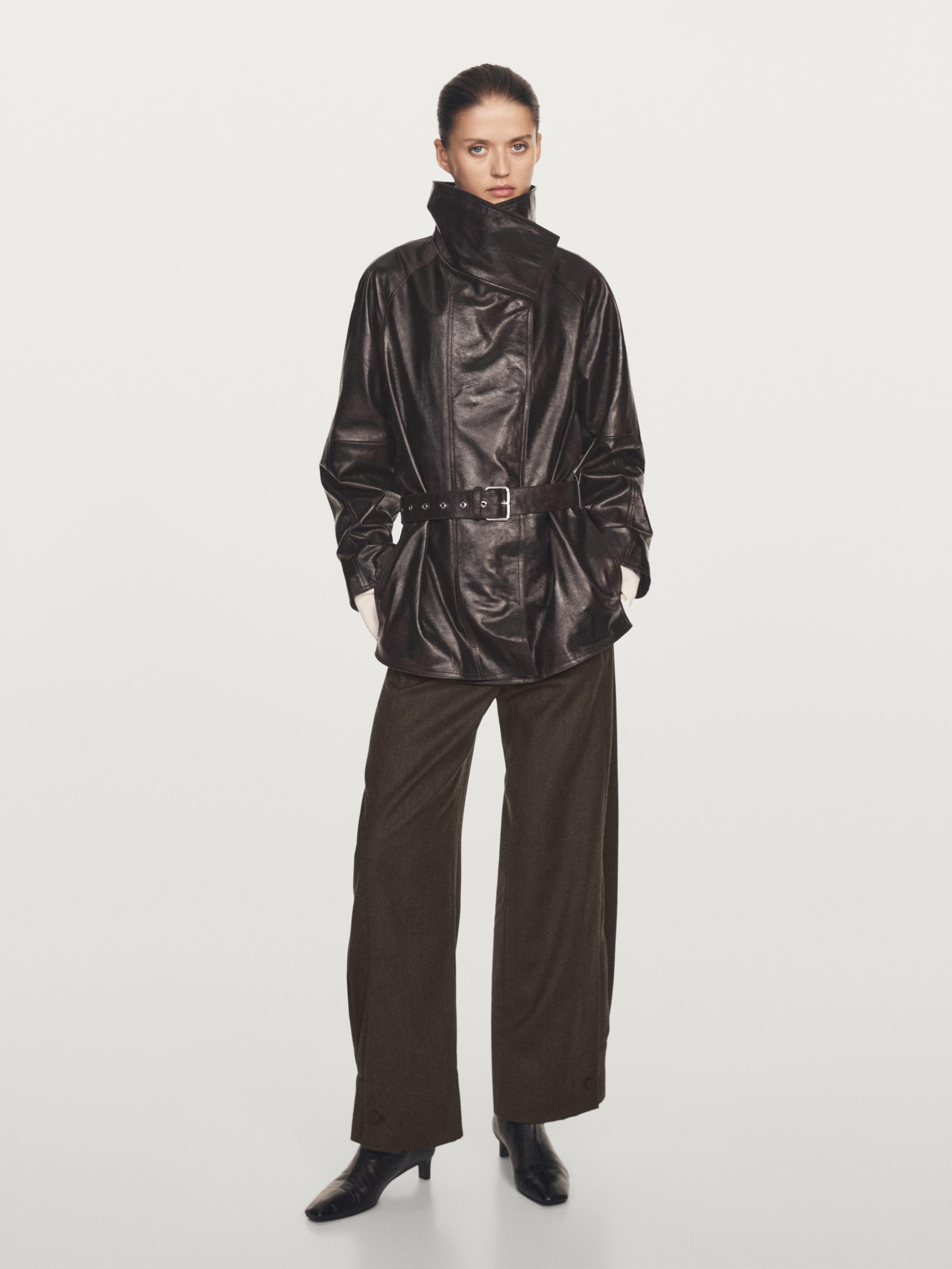 Veste ceinture en cuir nappa