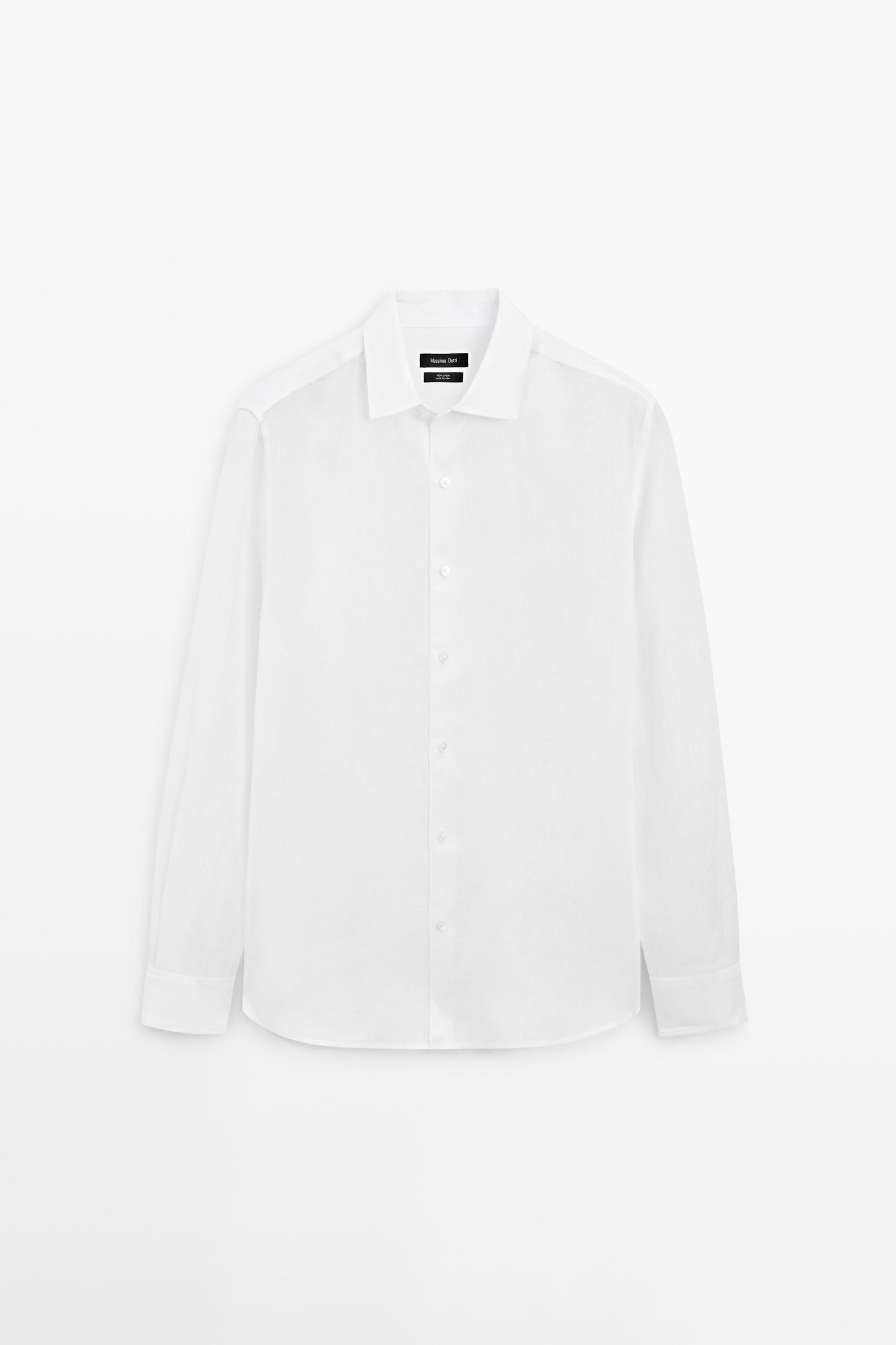 Extra fine regular fit linen shirt — WHITE