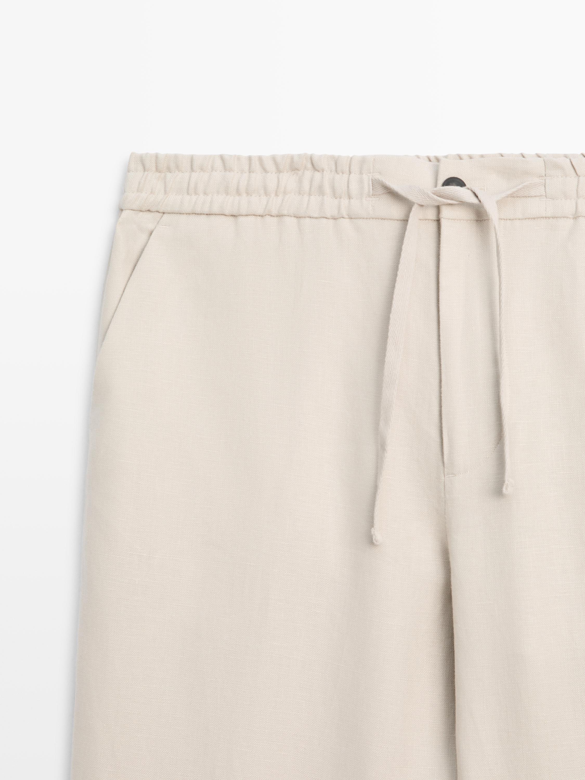 100% linen joggers — BEIGE