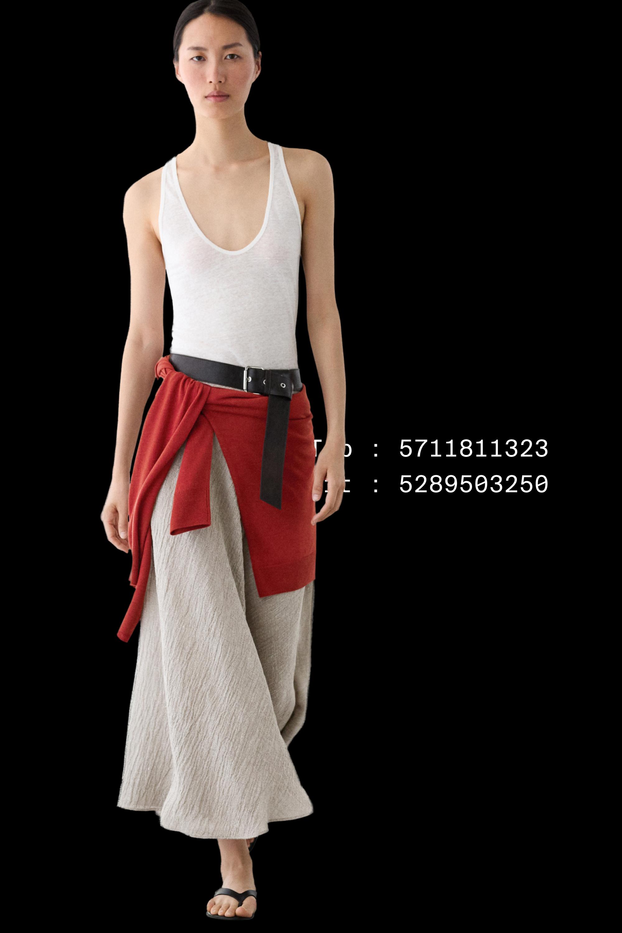 Waffle-knit flared midi skirt — GREY