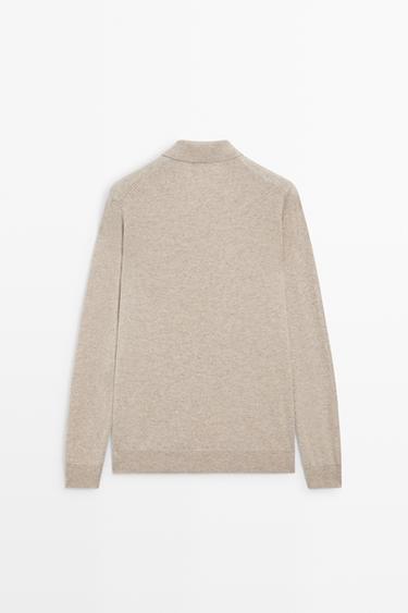 100% cashmere knit polo sweater — SAND BROWN 6