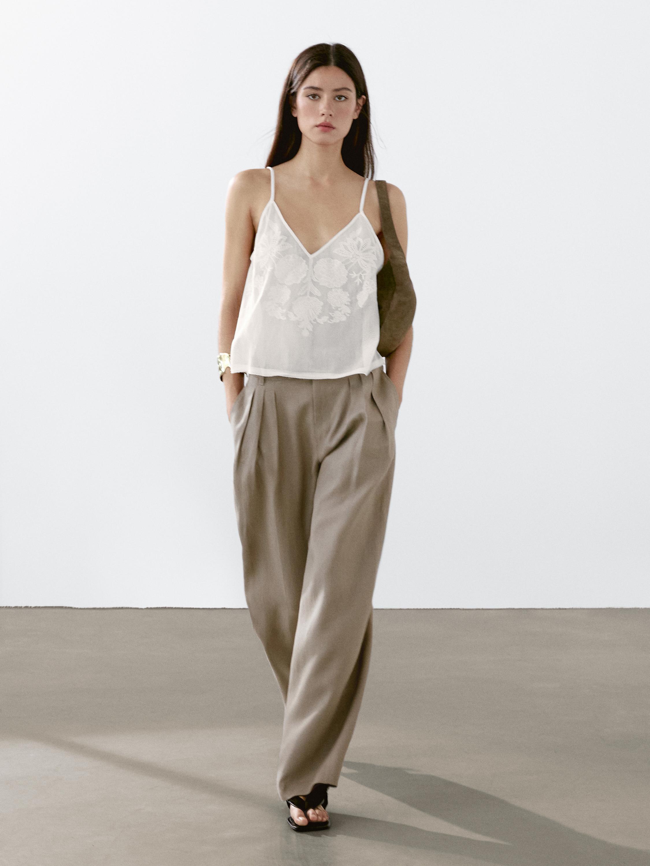 Pantalón triple pinza 100% lino