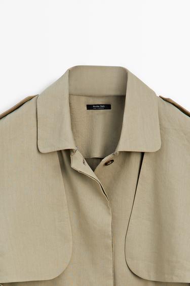 Linen blend short trench coat - STUDIO — PALE KHAKI 9