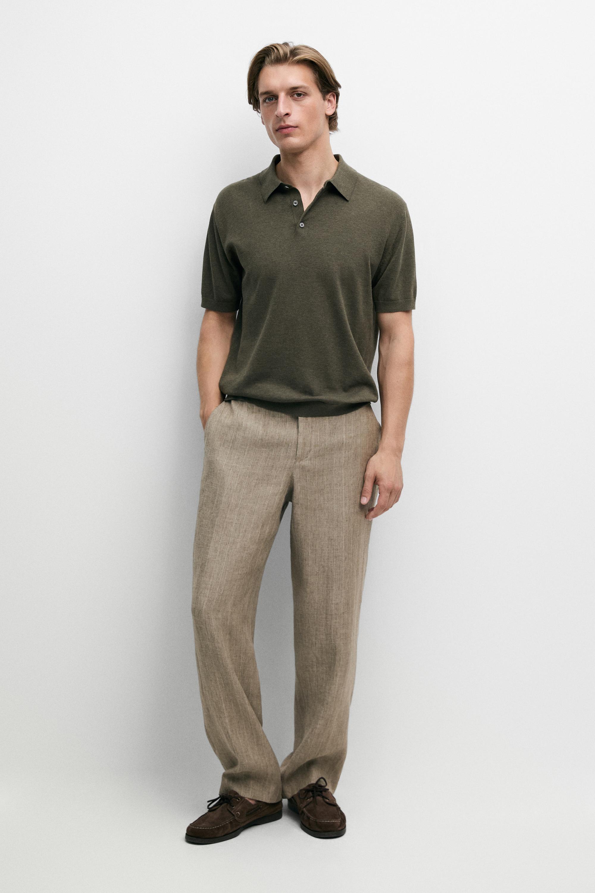 100% cotton knit polo shirt — GREEN MARL