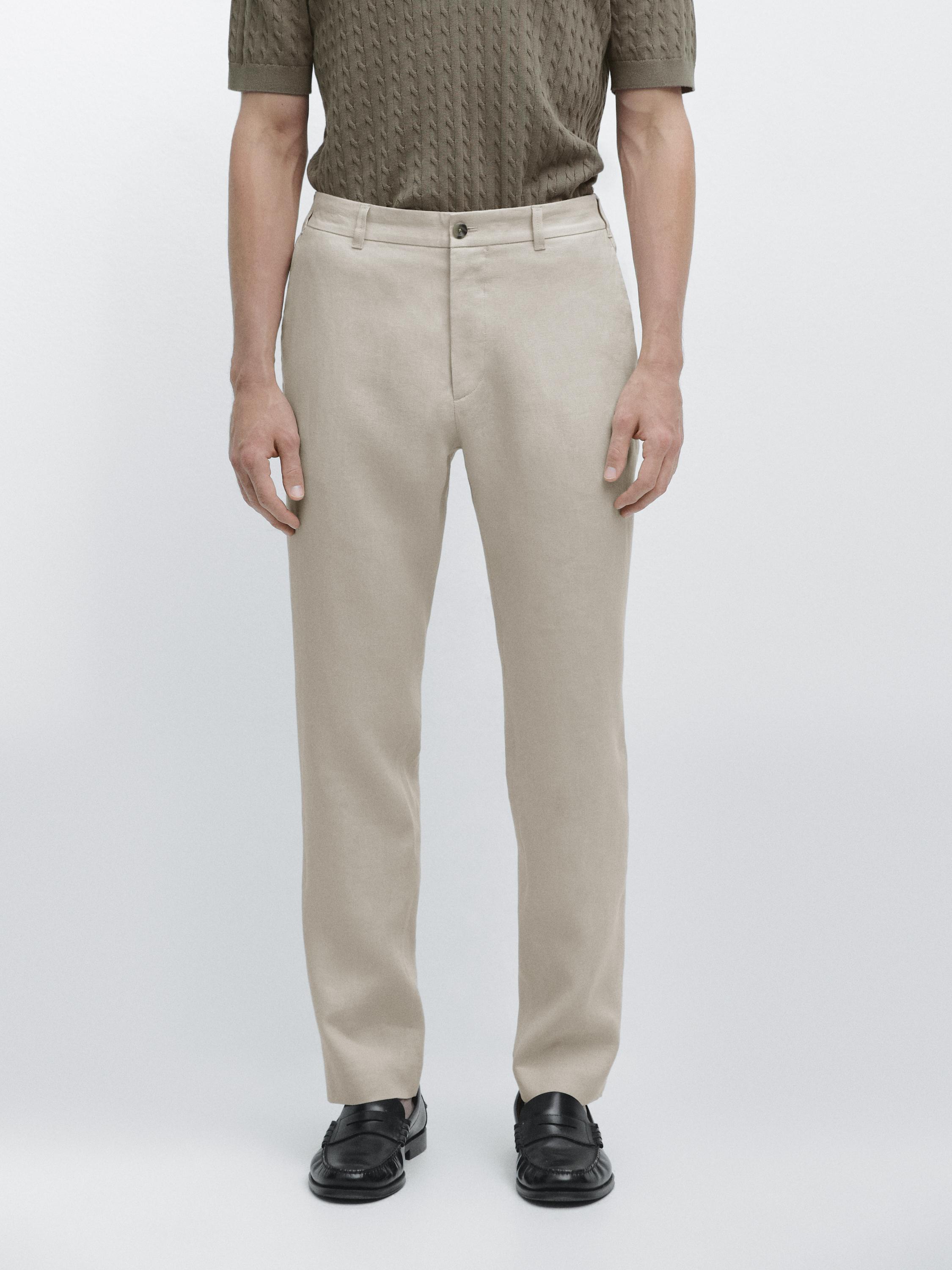 Tapered fit linen trousers