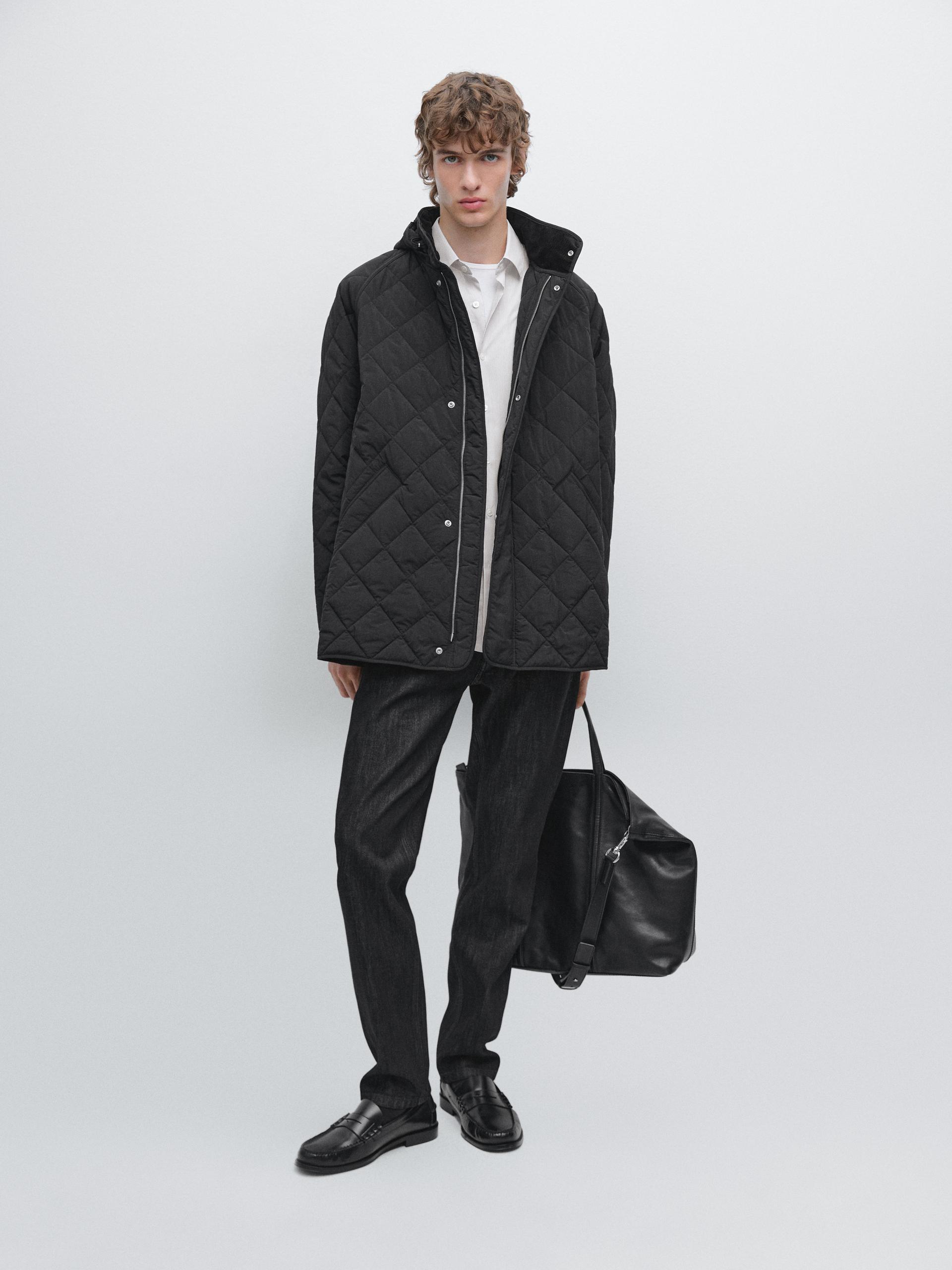 Manteau Matelassé Hydrofuge - Noir - L - Massimo Dutti - Homme
