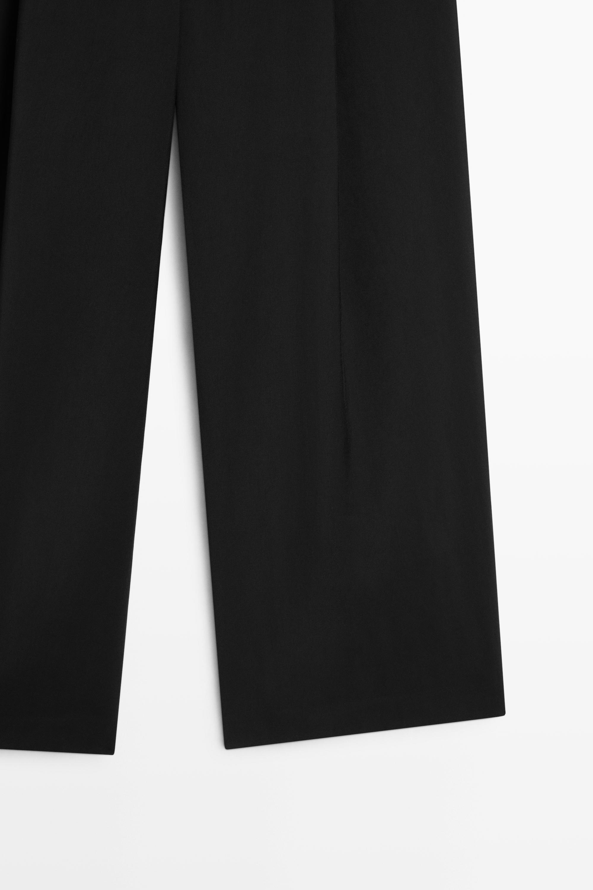 Flowing cropped wide-leg pants — BLACK