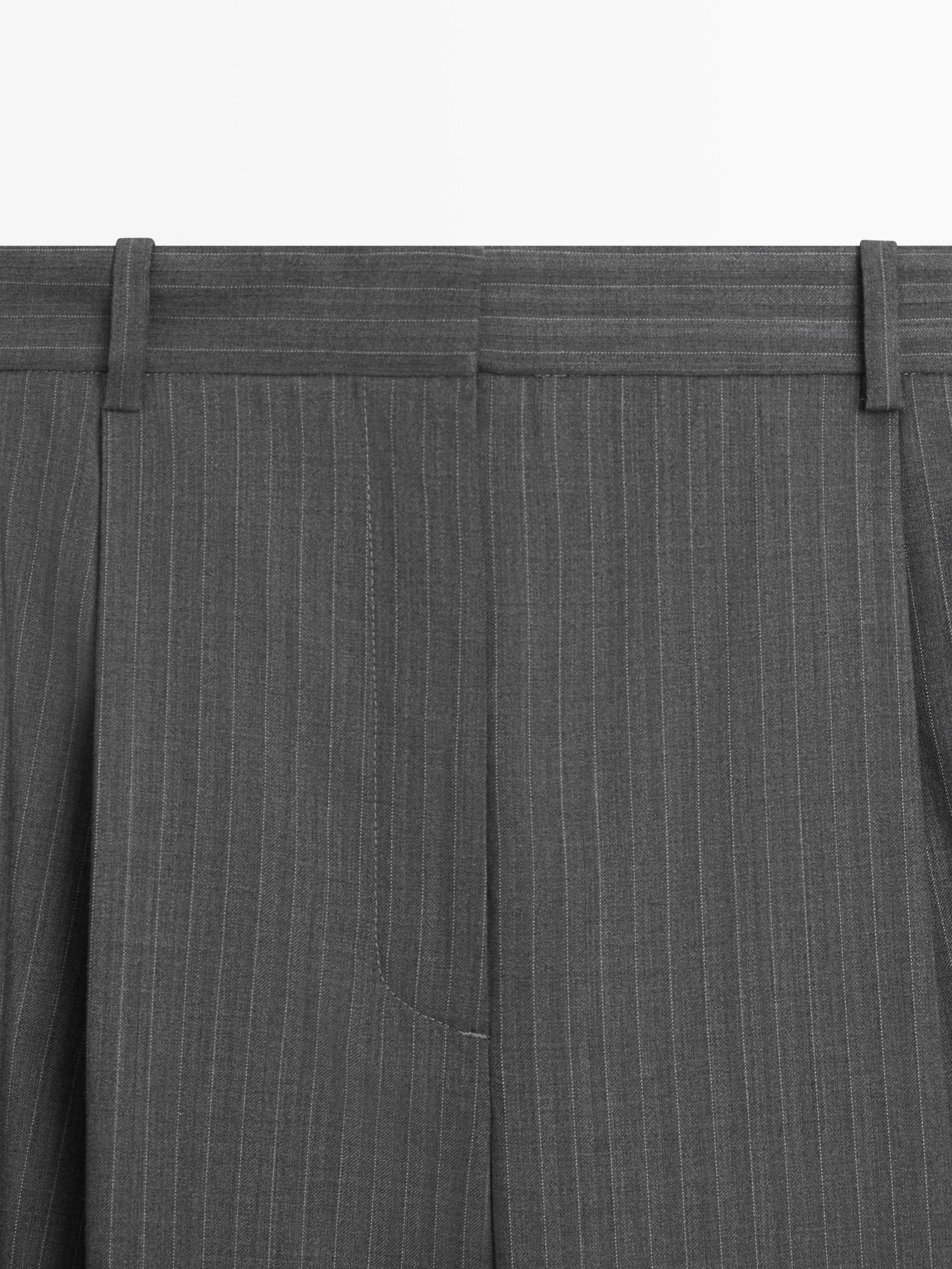 Pinstripe cool wool blend suit trousers — GREY