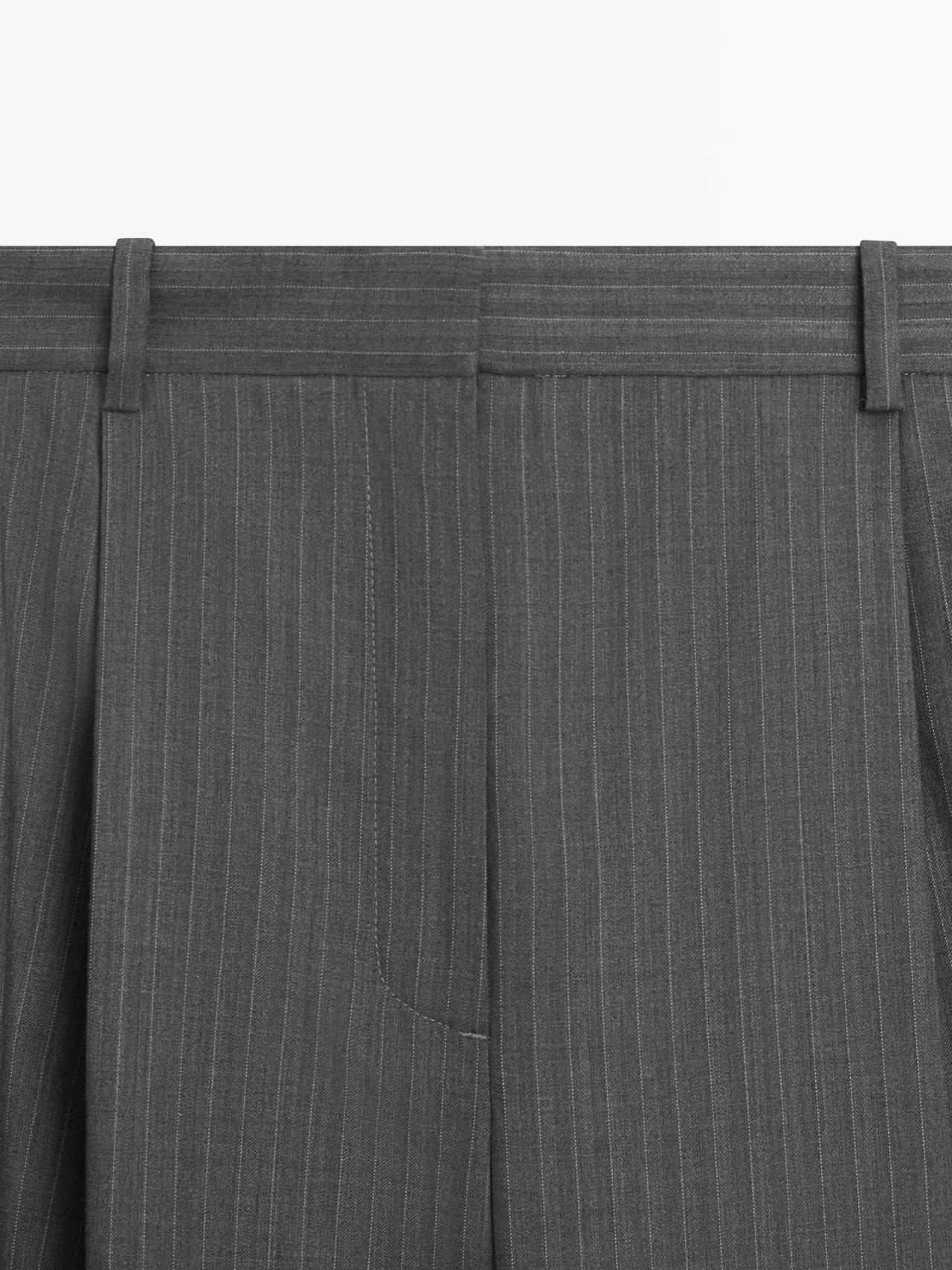 Pinstripe cool wool blend suit trousers — GREY