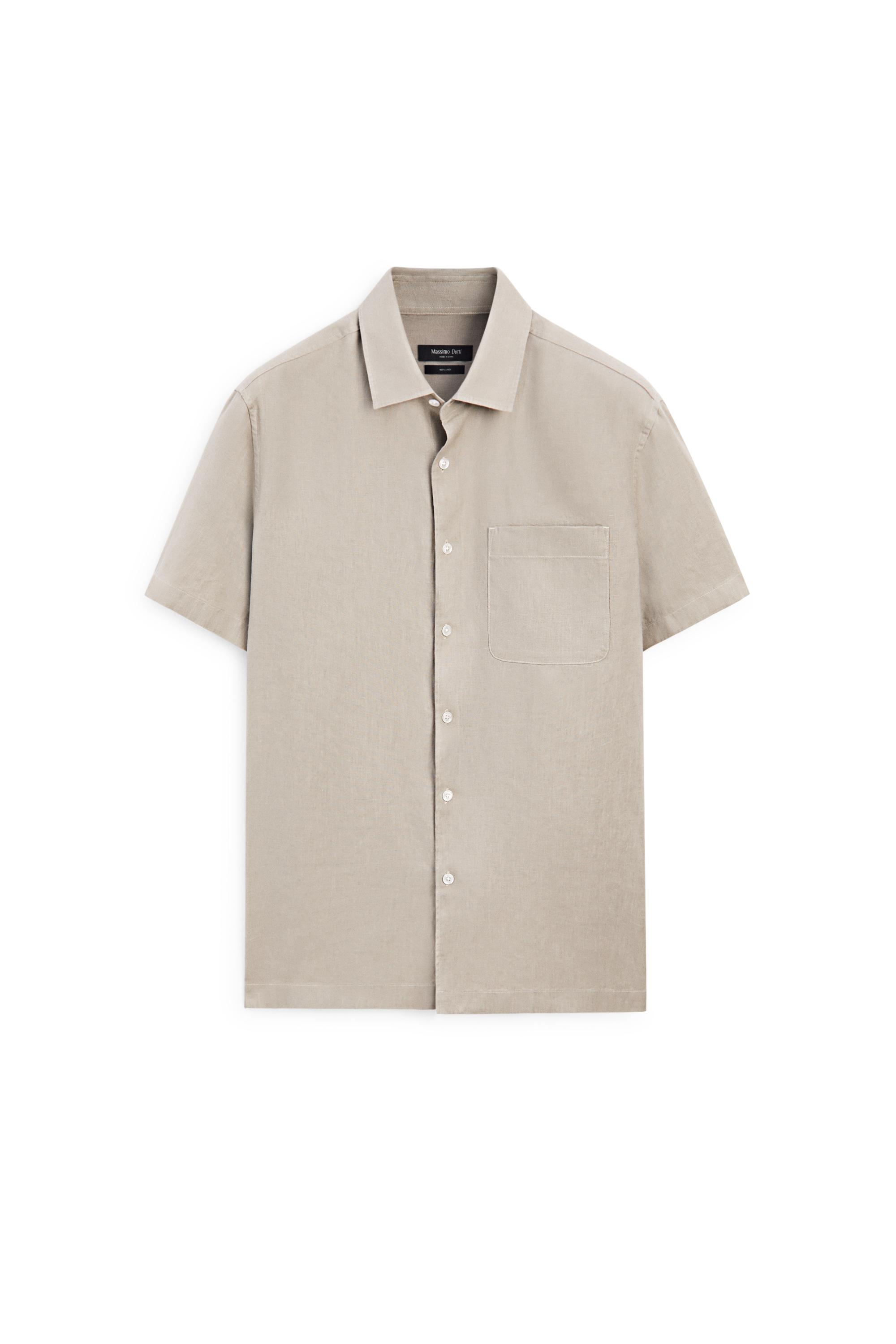 100% linen short sleeve shirt — SAND