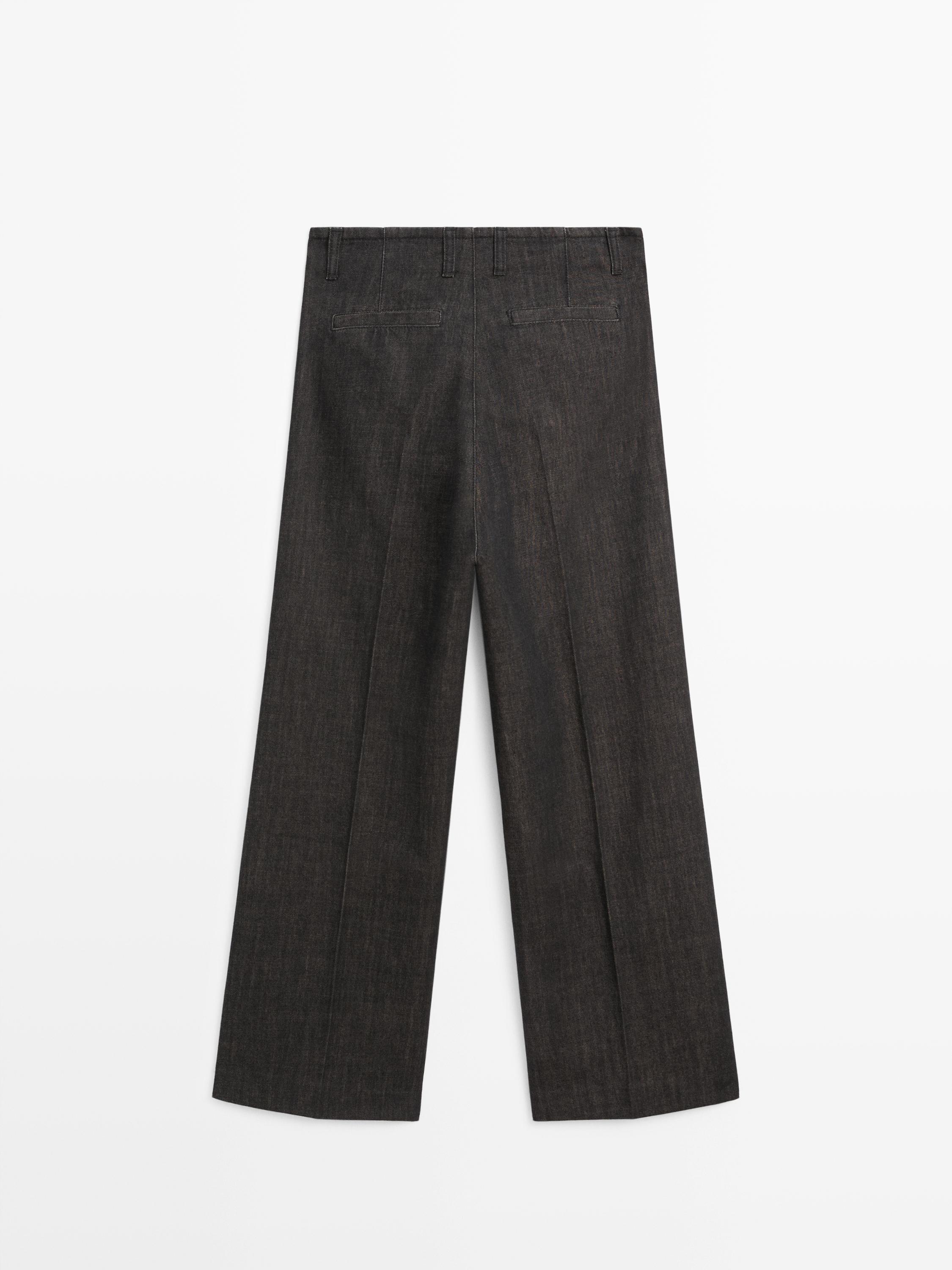 Blugi wide leg cu talie medie