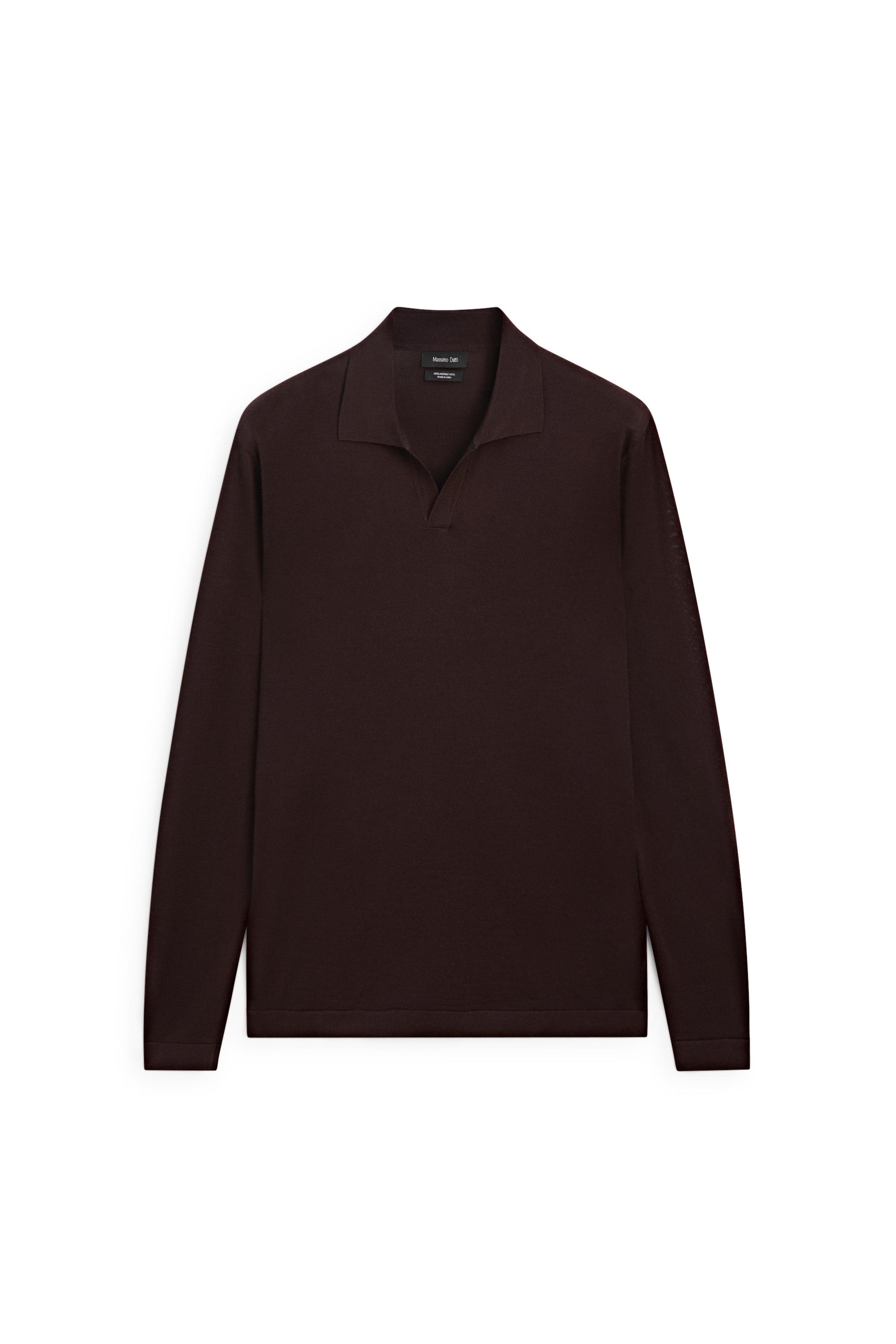 100% merino wool knit polo sweater — MAROON