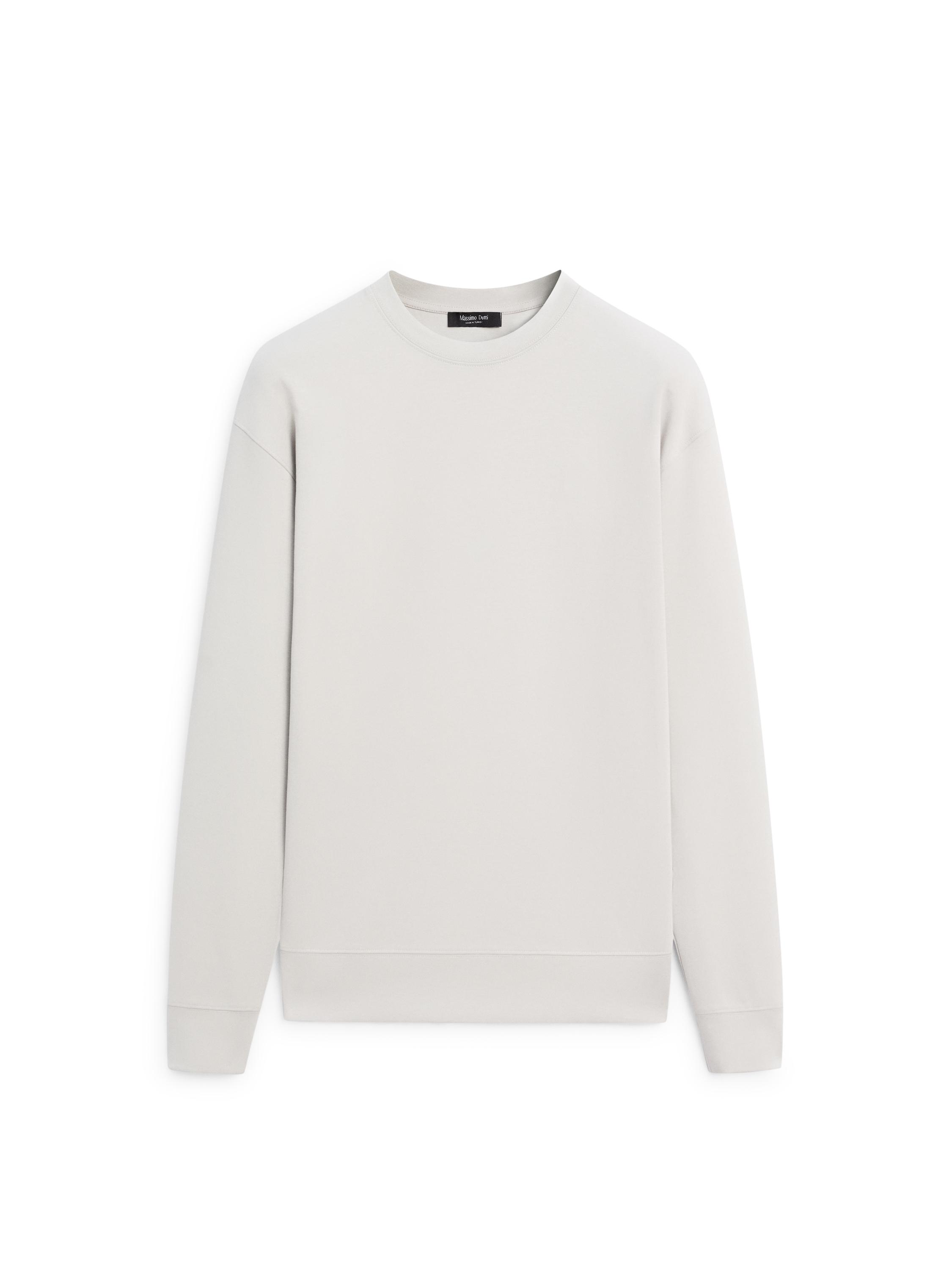 Cotton blend sweatshirt — PEARL GREY