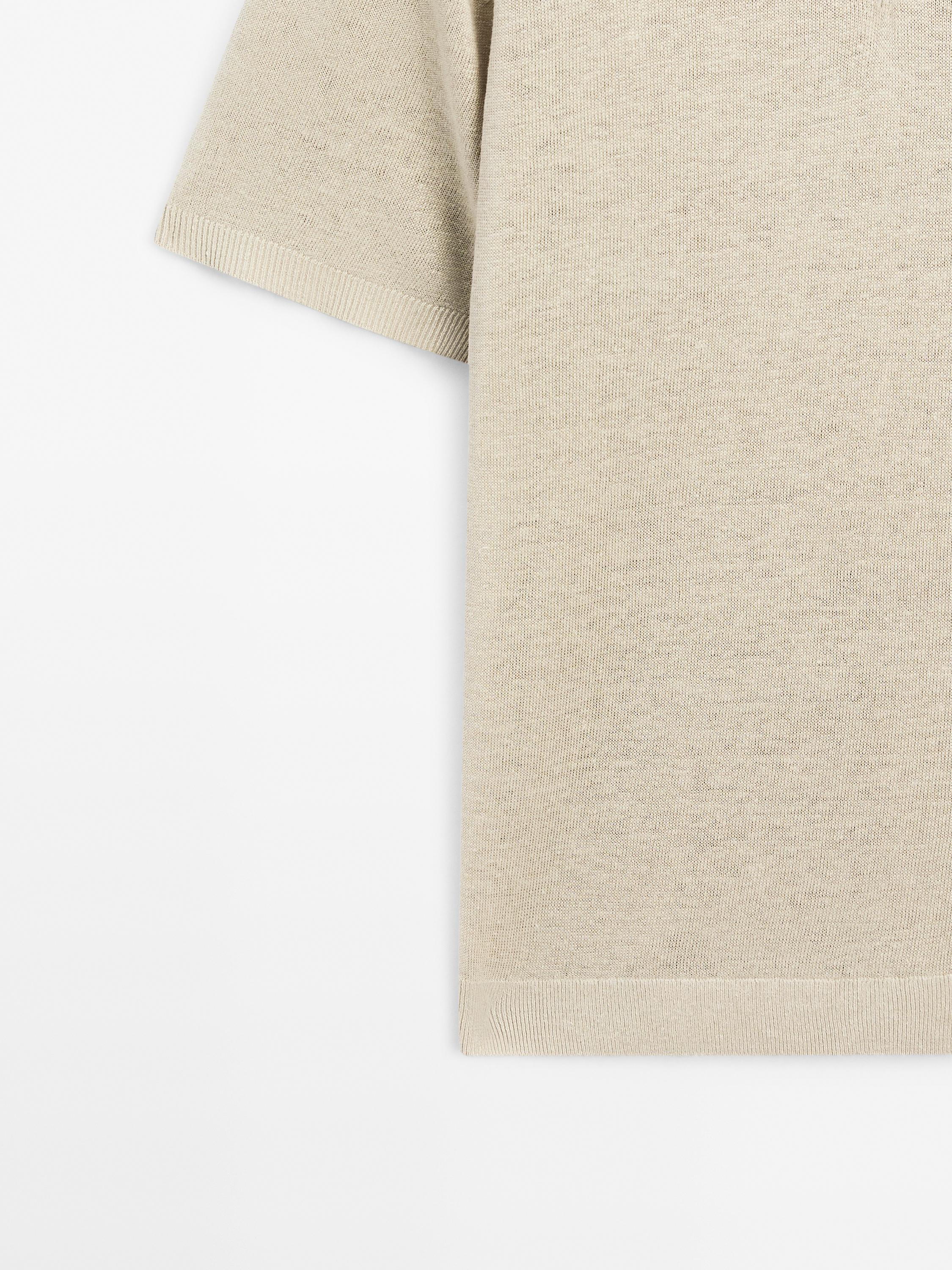 100% linen knit polo shirt