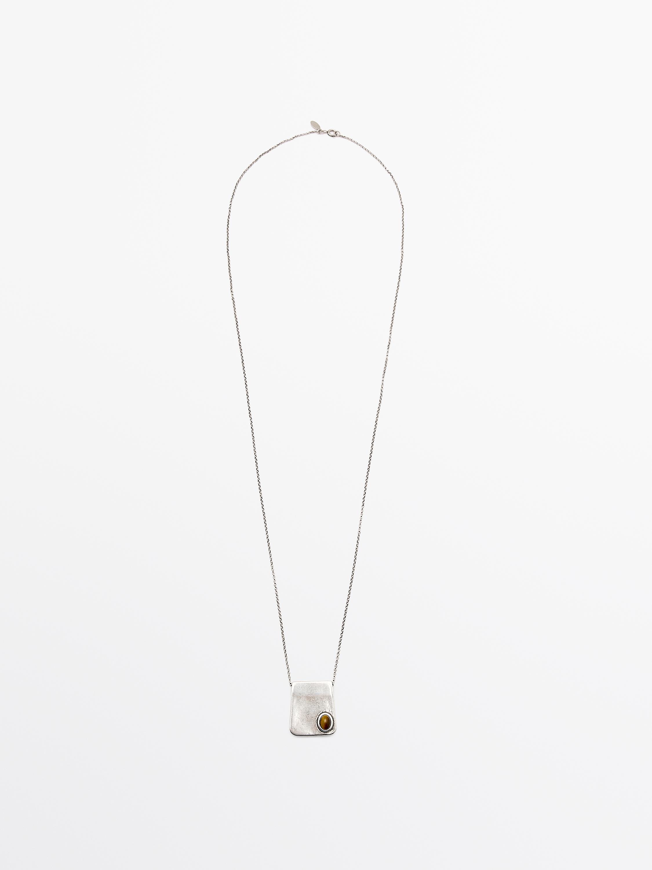 Square pendant with stone