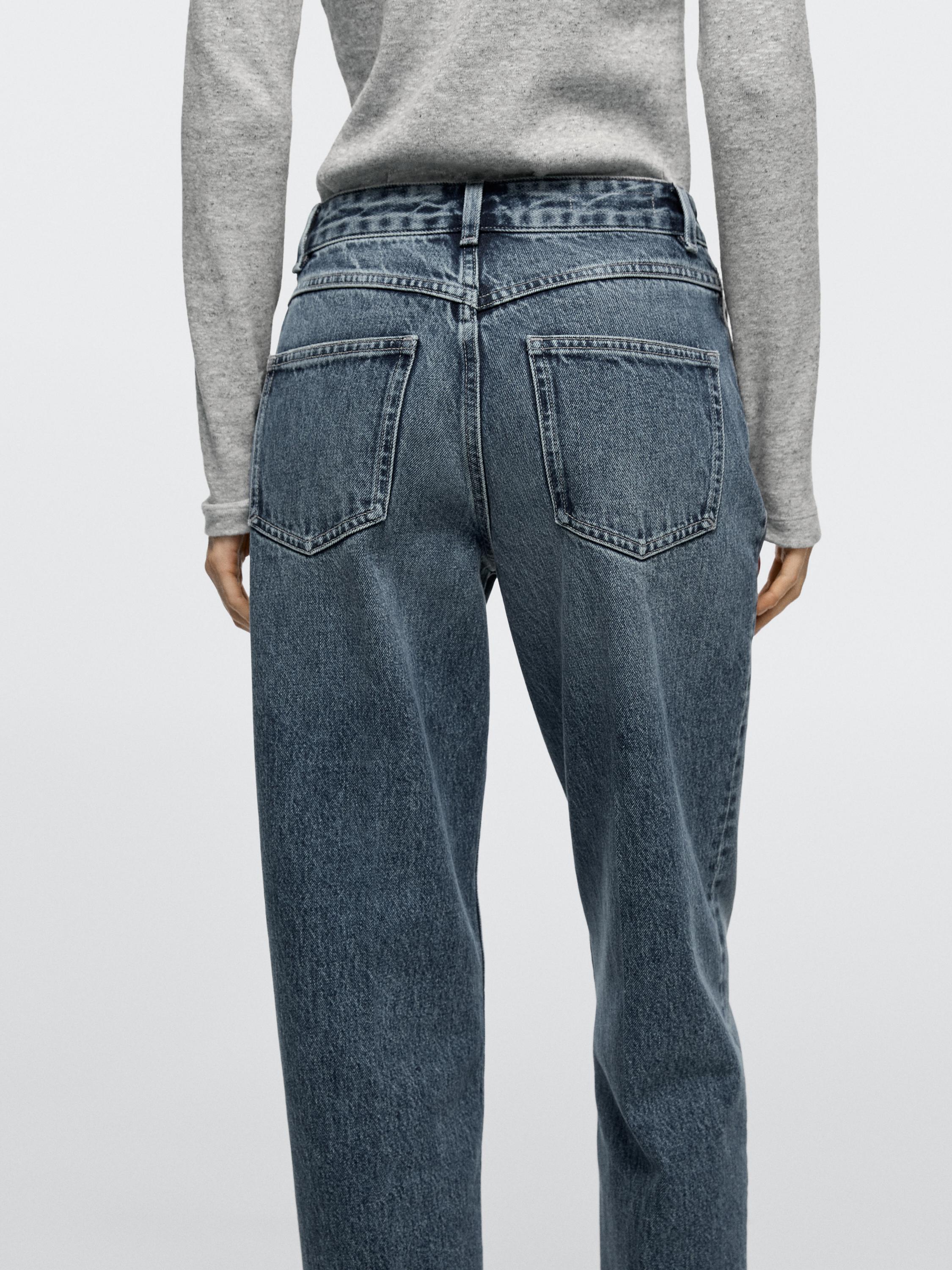 High-waist relaxed fit barrel jeans — MEDIUM BLUE