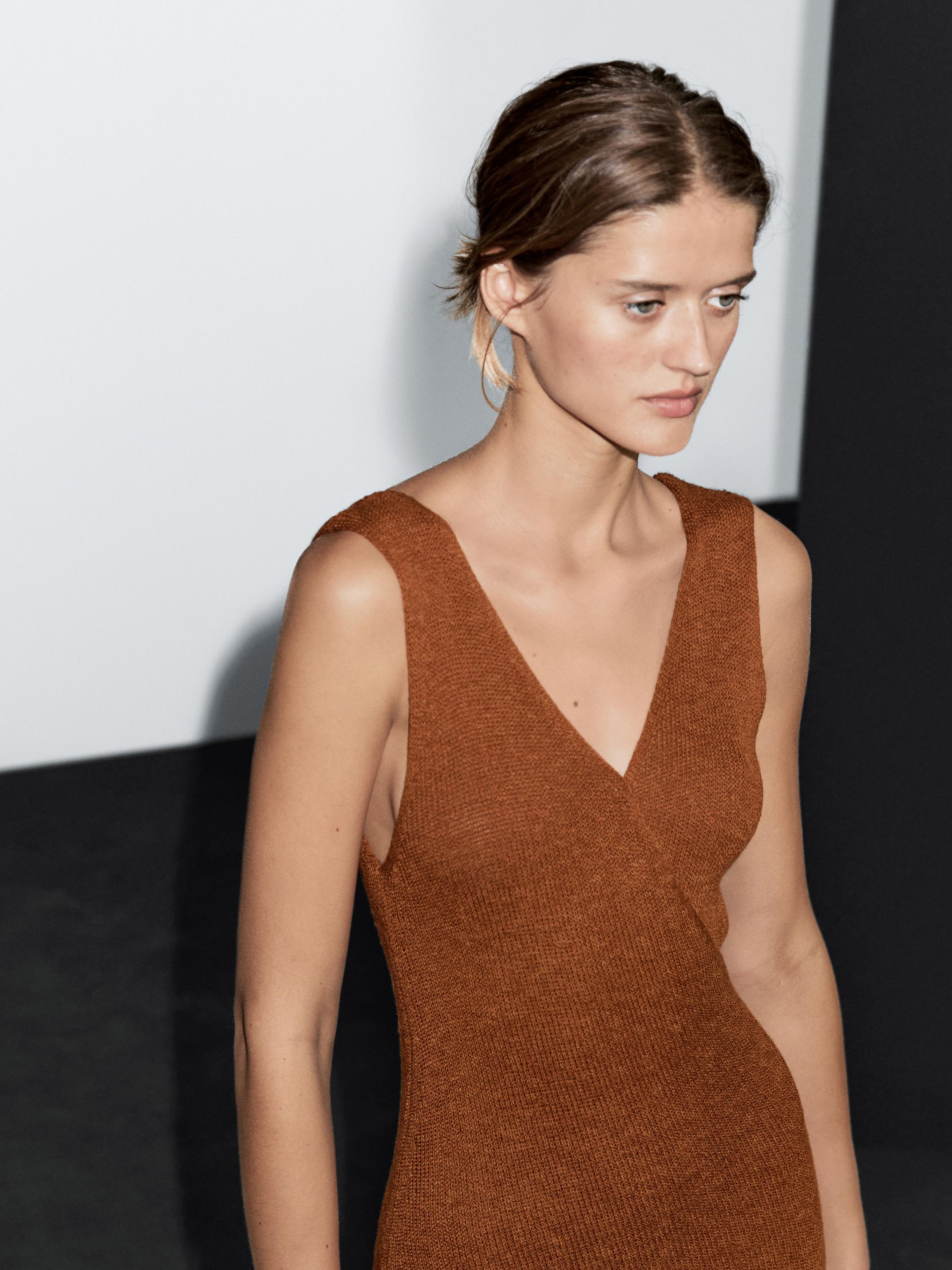 Long knit crossover dress