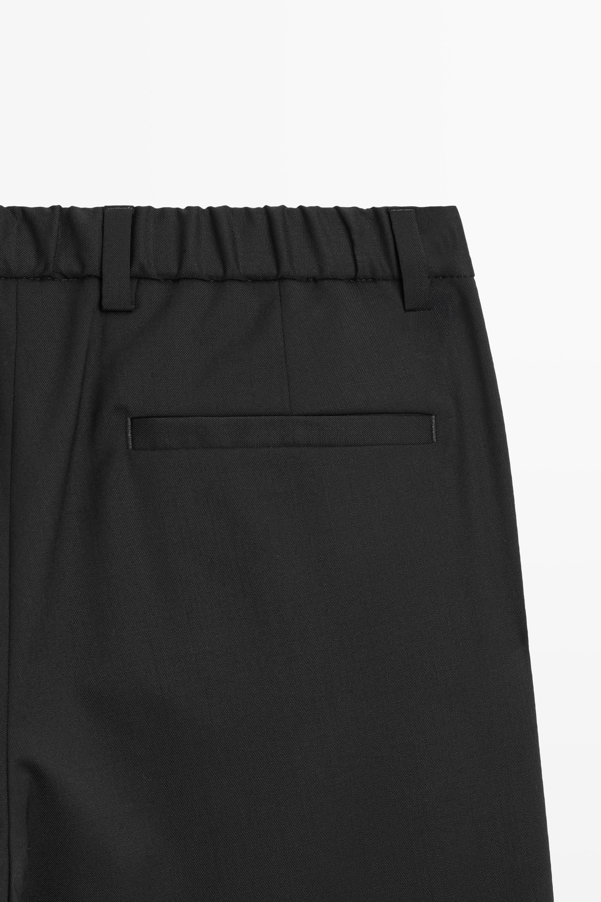 Wool blend cool wool darted pants — BLACK