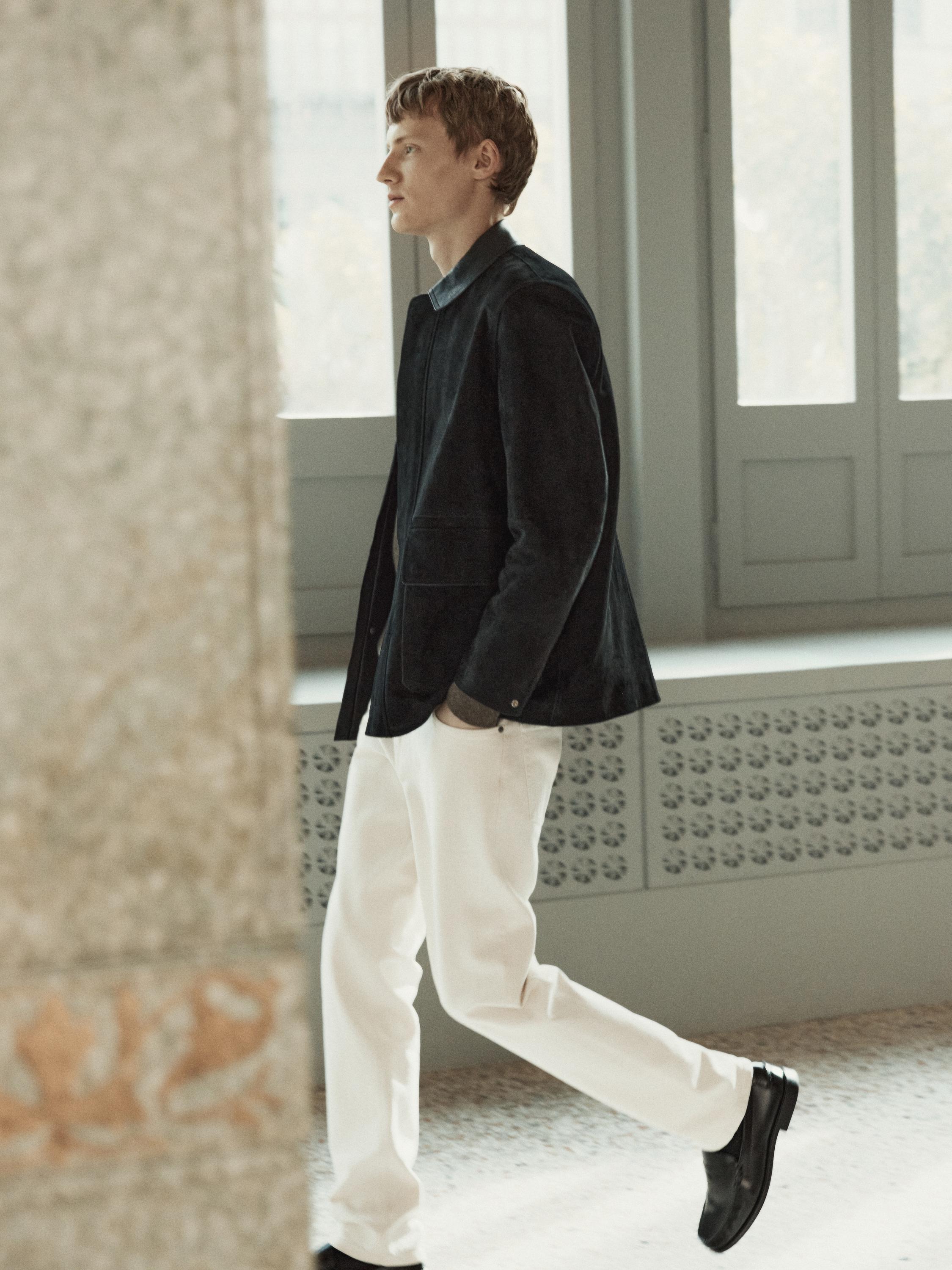 Jacket with suede pockets detail — BLACK