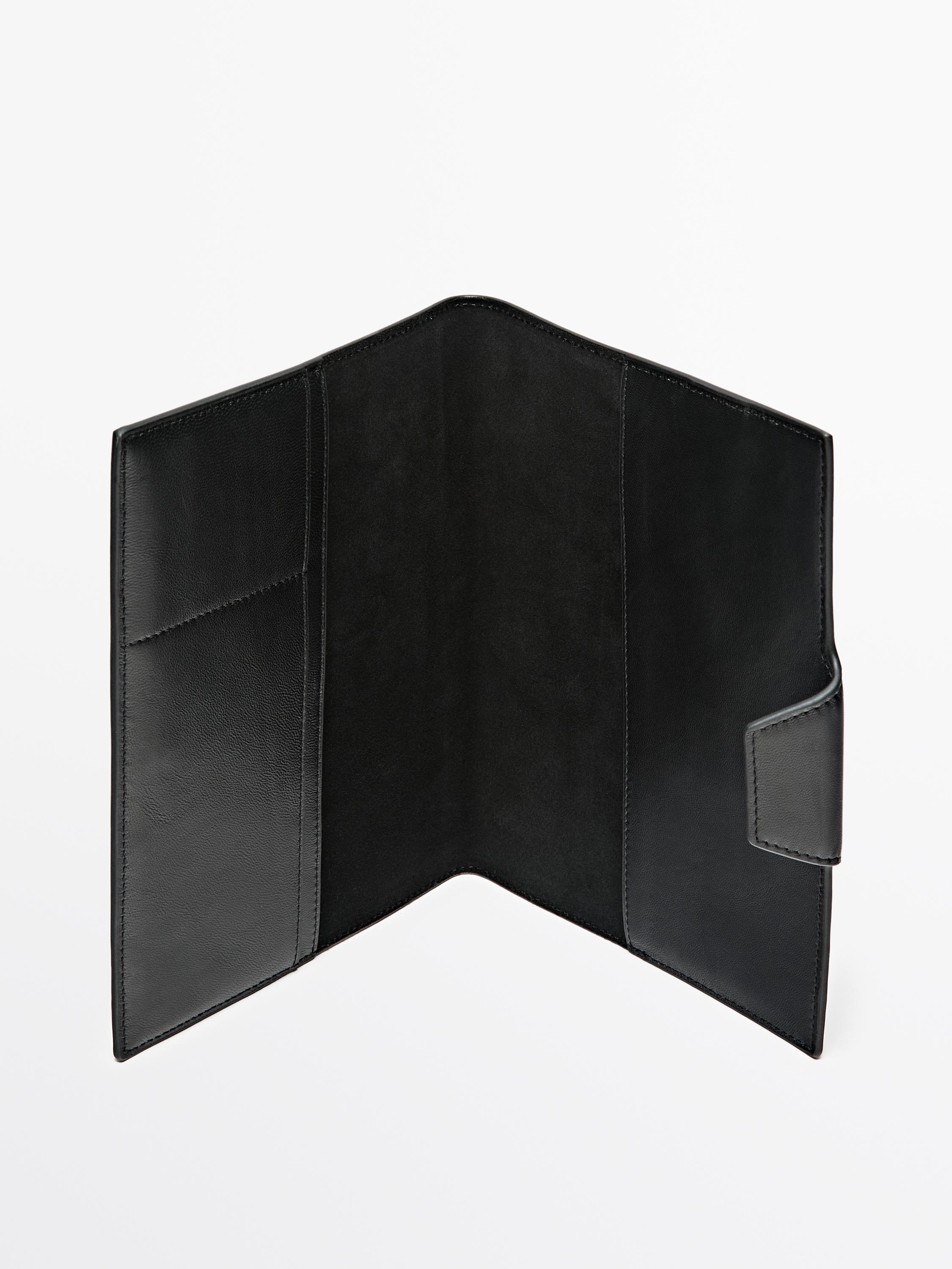 Nappa leather notebook cover — BLACK