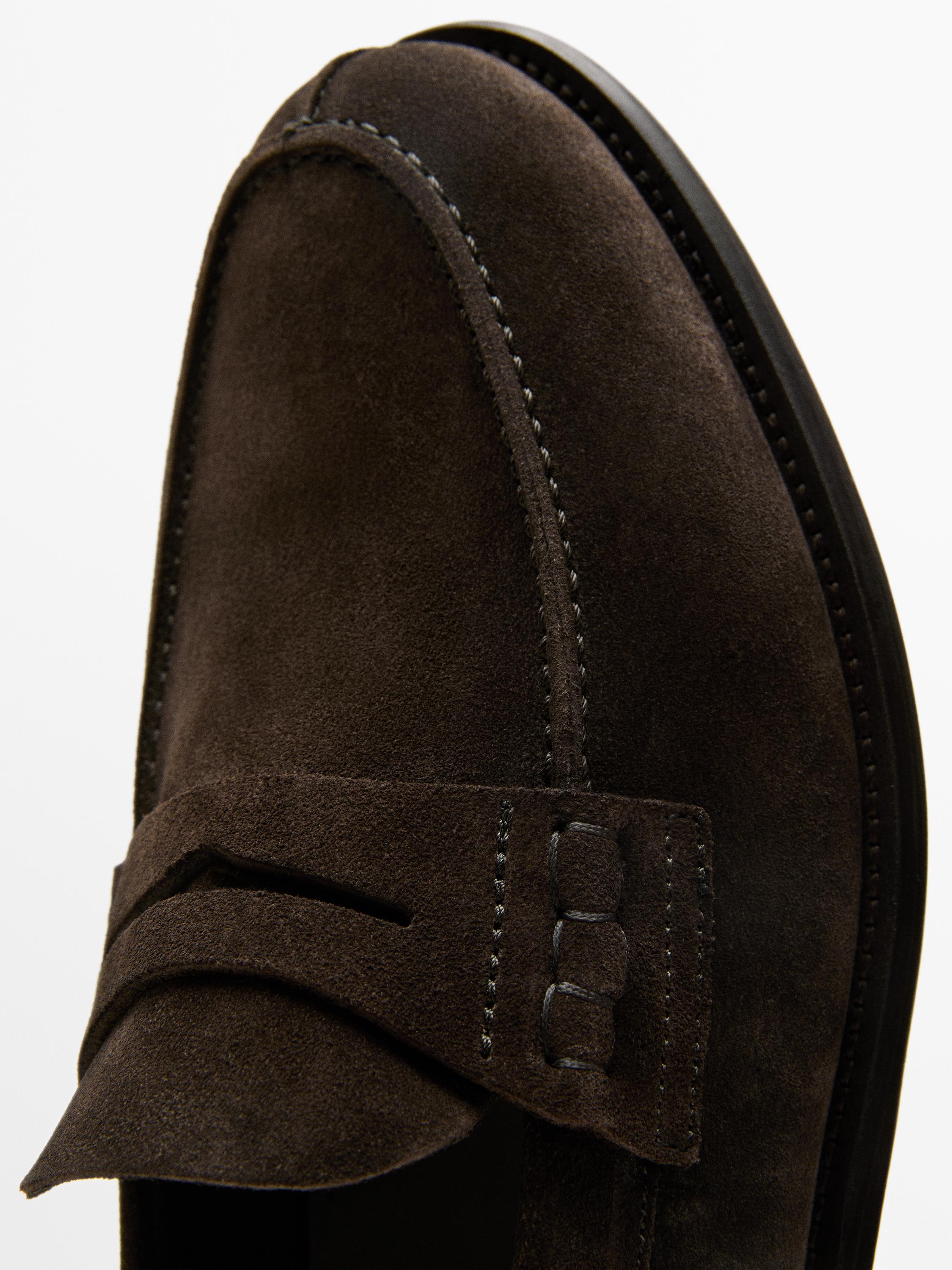 Leather loafers with penny strap — BROWN