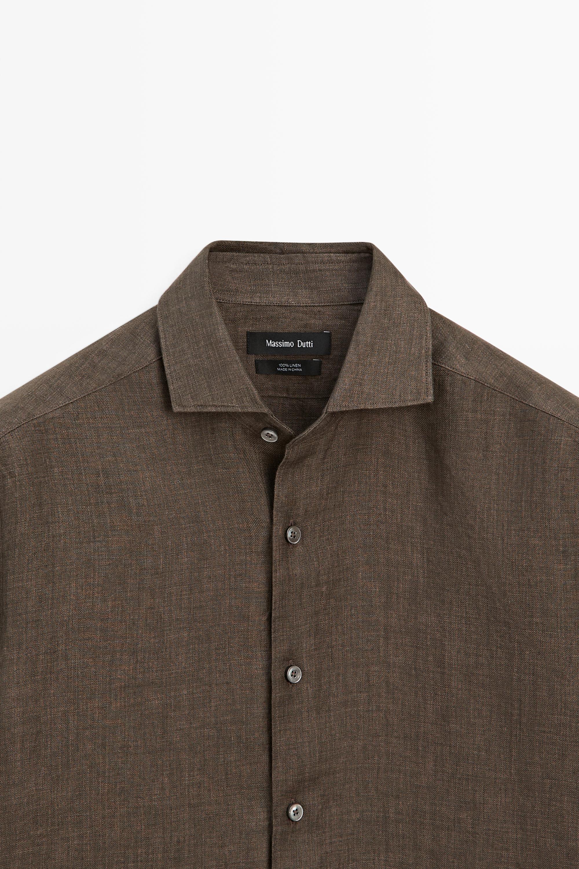 100% linen shirt — BROWN