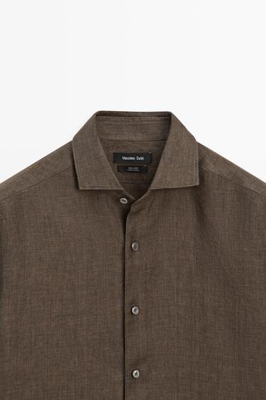 100% linen shirt — BROWN 9