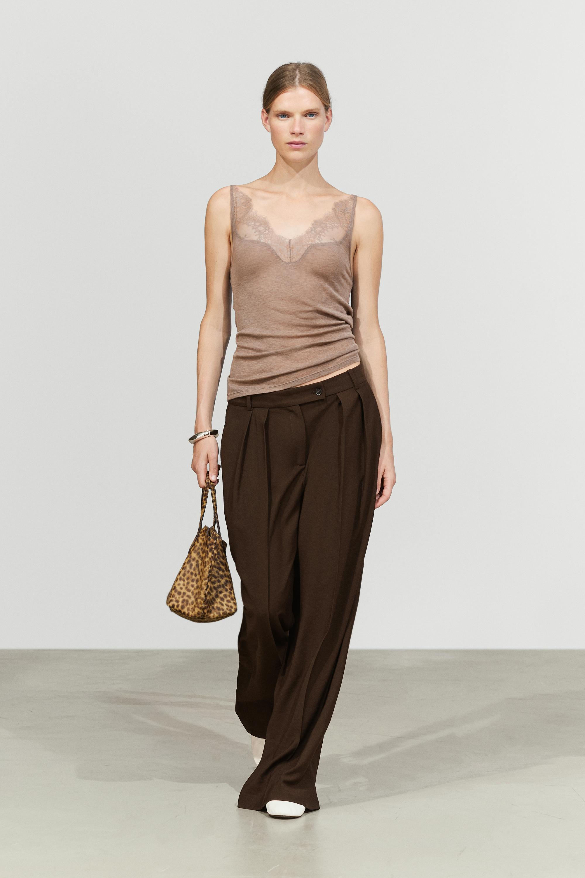 Strappy lace-trimmed camisole top