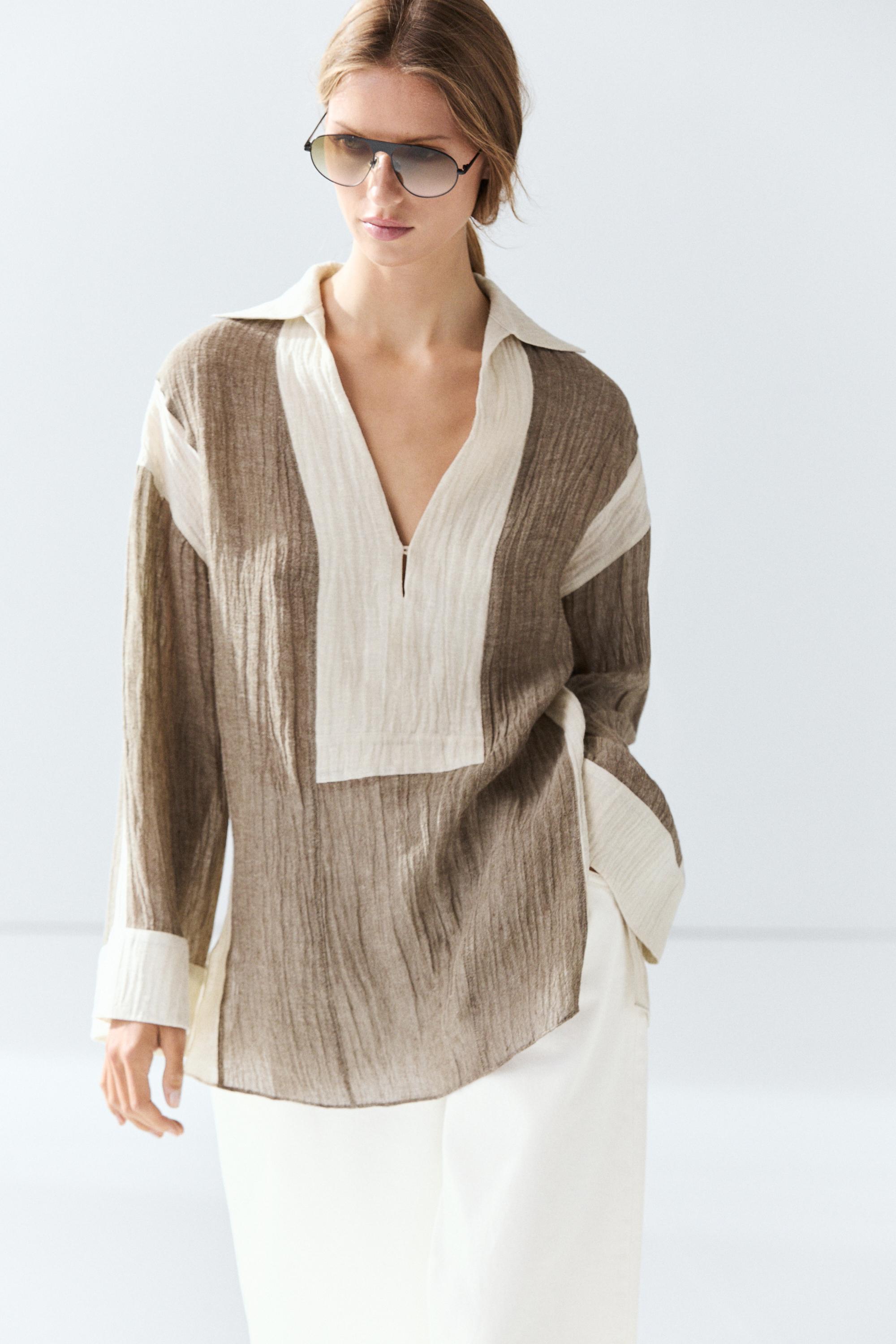 Blouse fluide texture lin mélangé