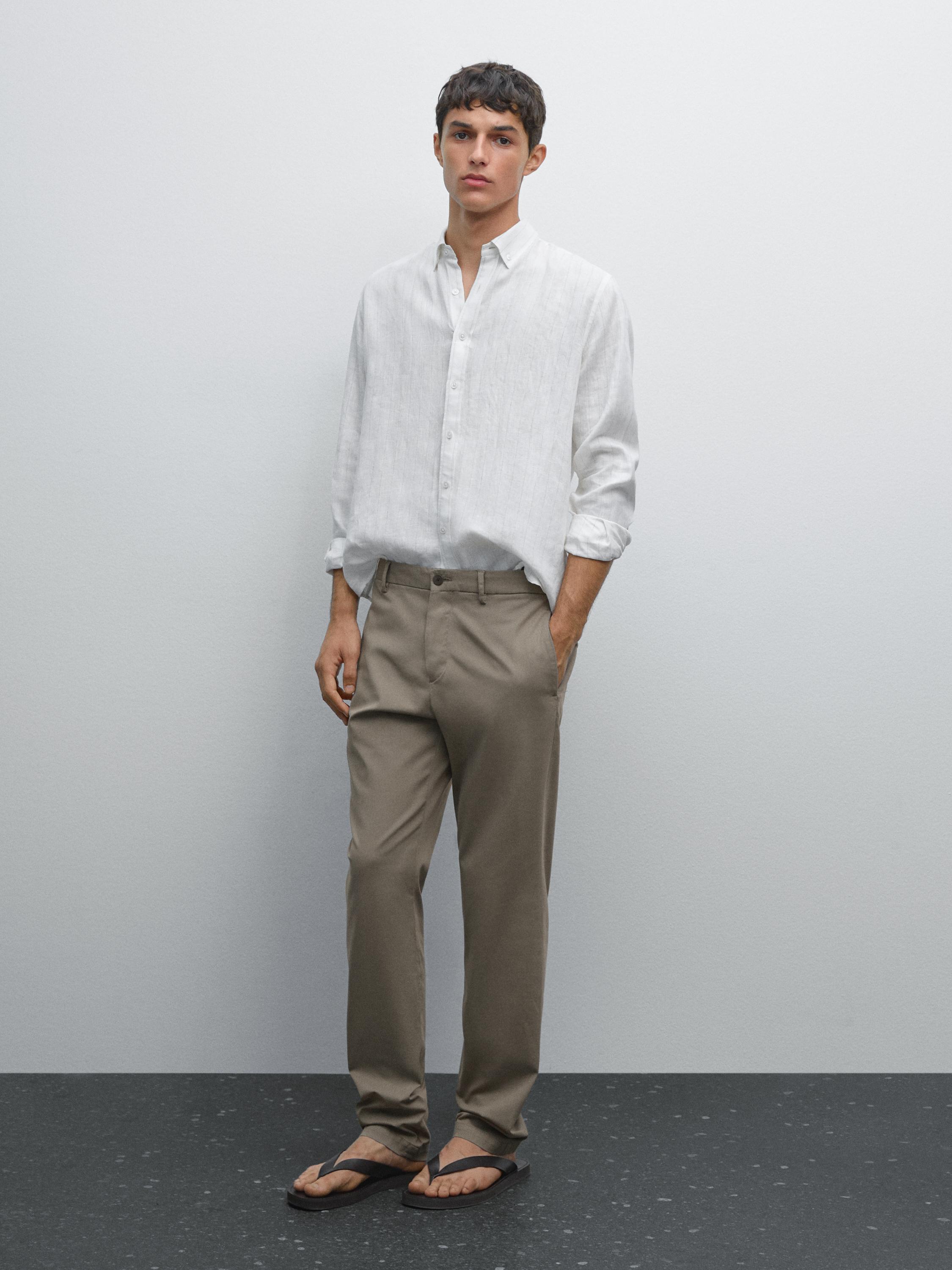 Slim fit dokulu pantolon