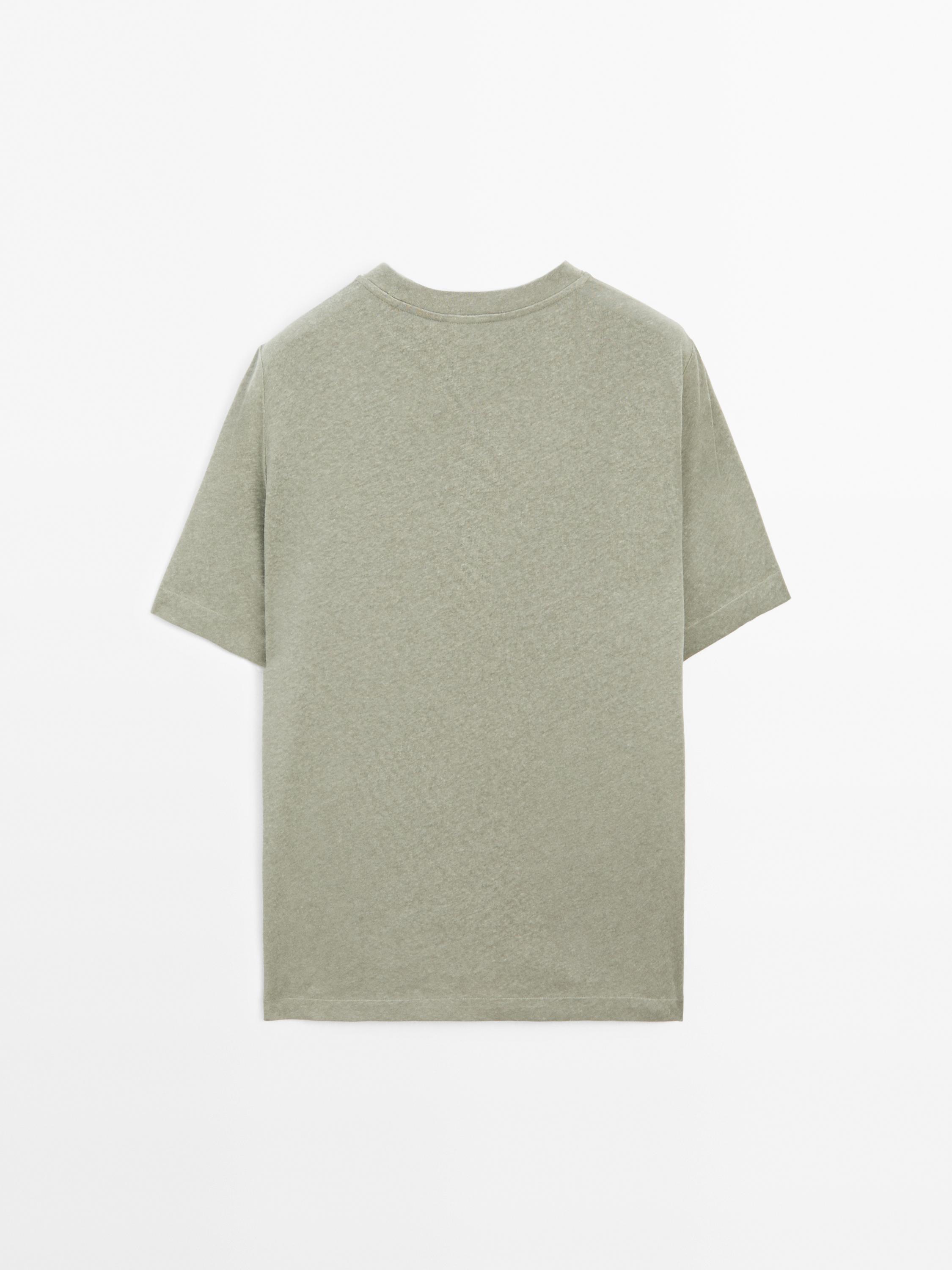 Short-sleeved T-shirt with linen