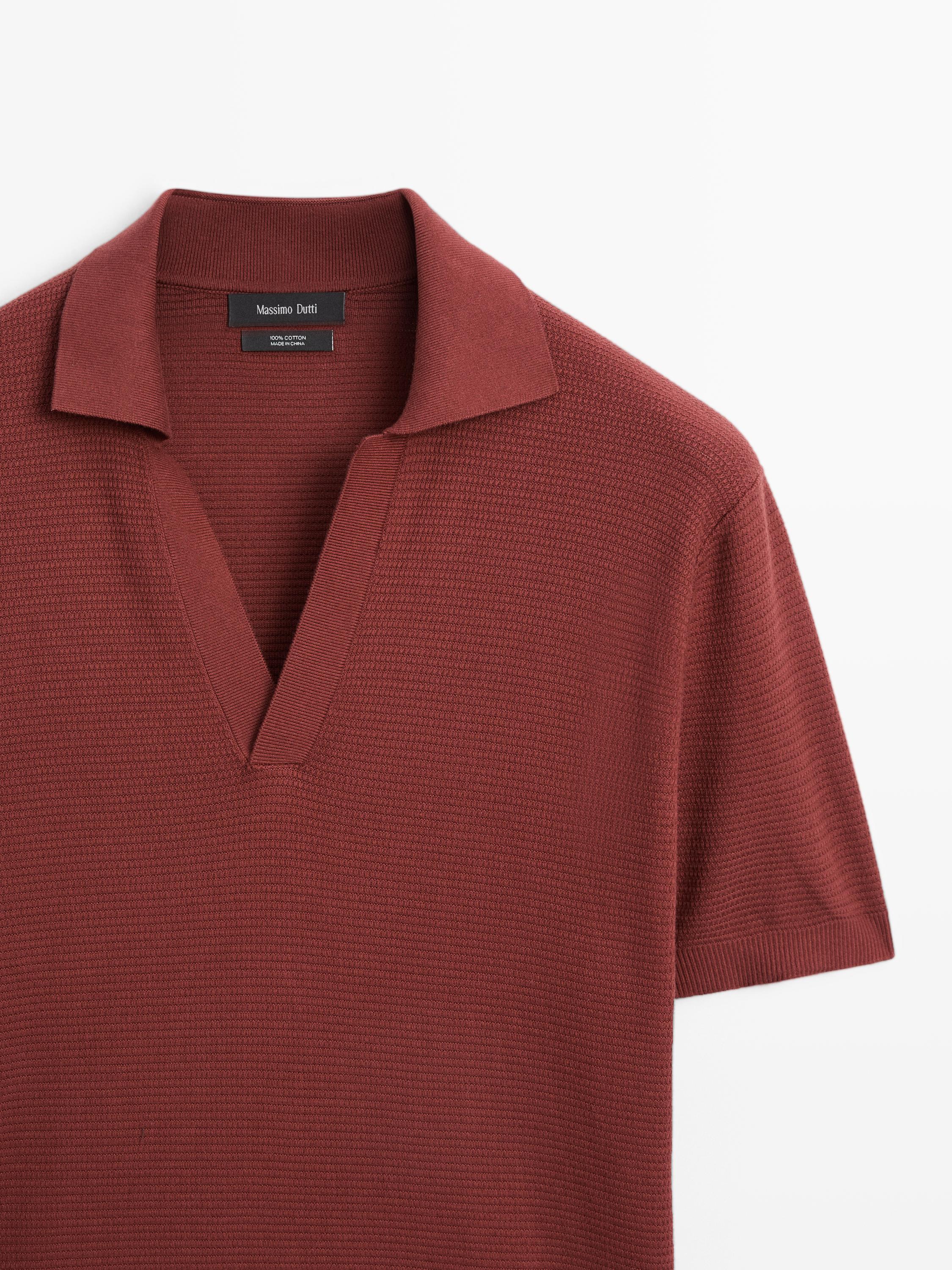 Knit V-neck polo shirt