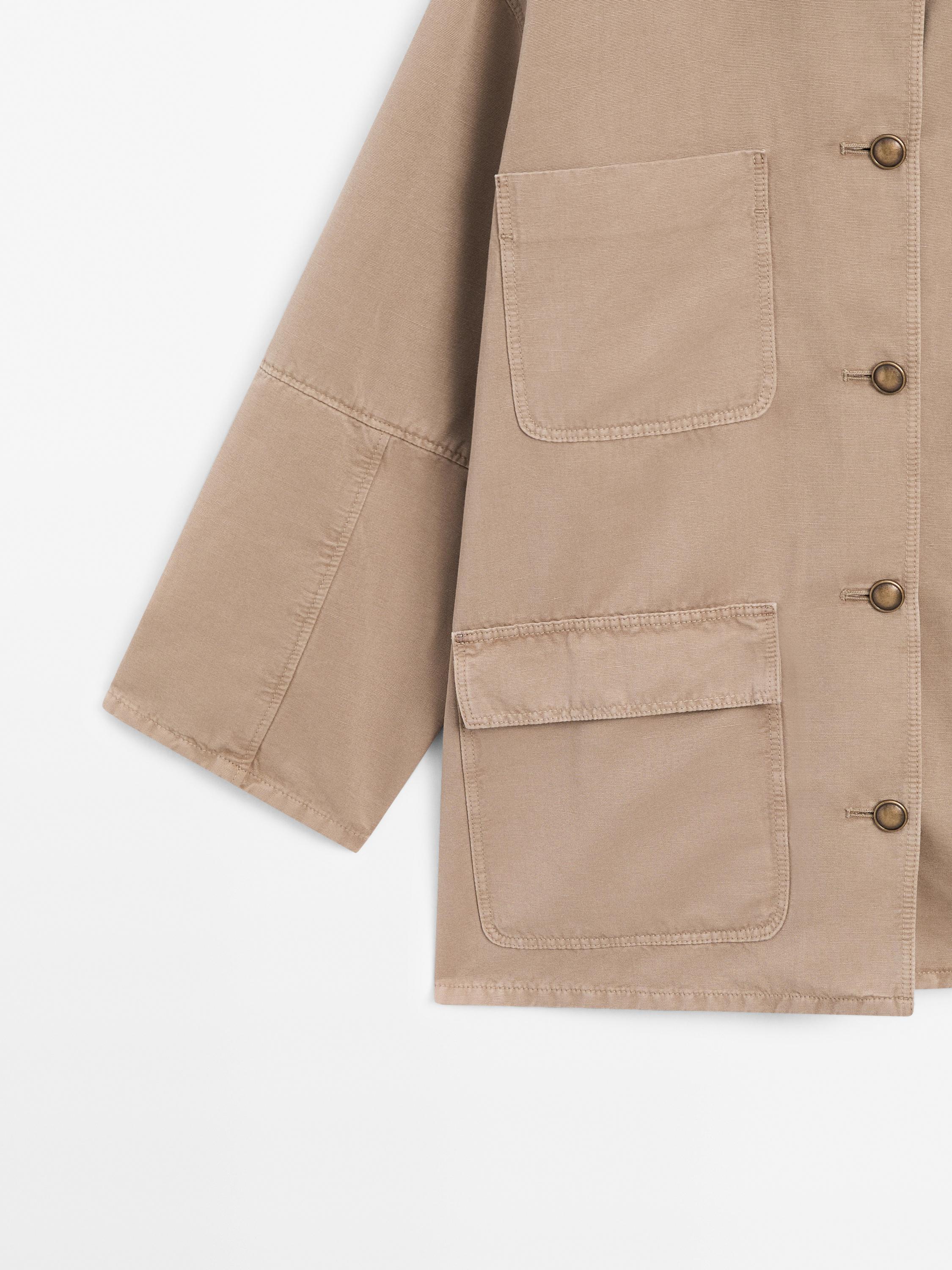 Cotton blend jacket with pocket detail