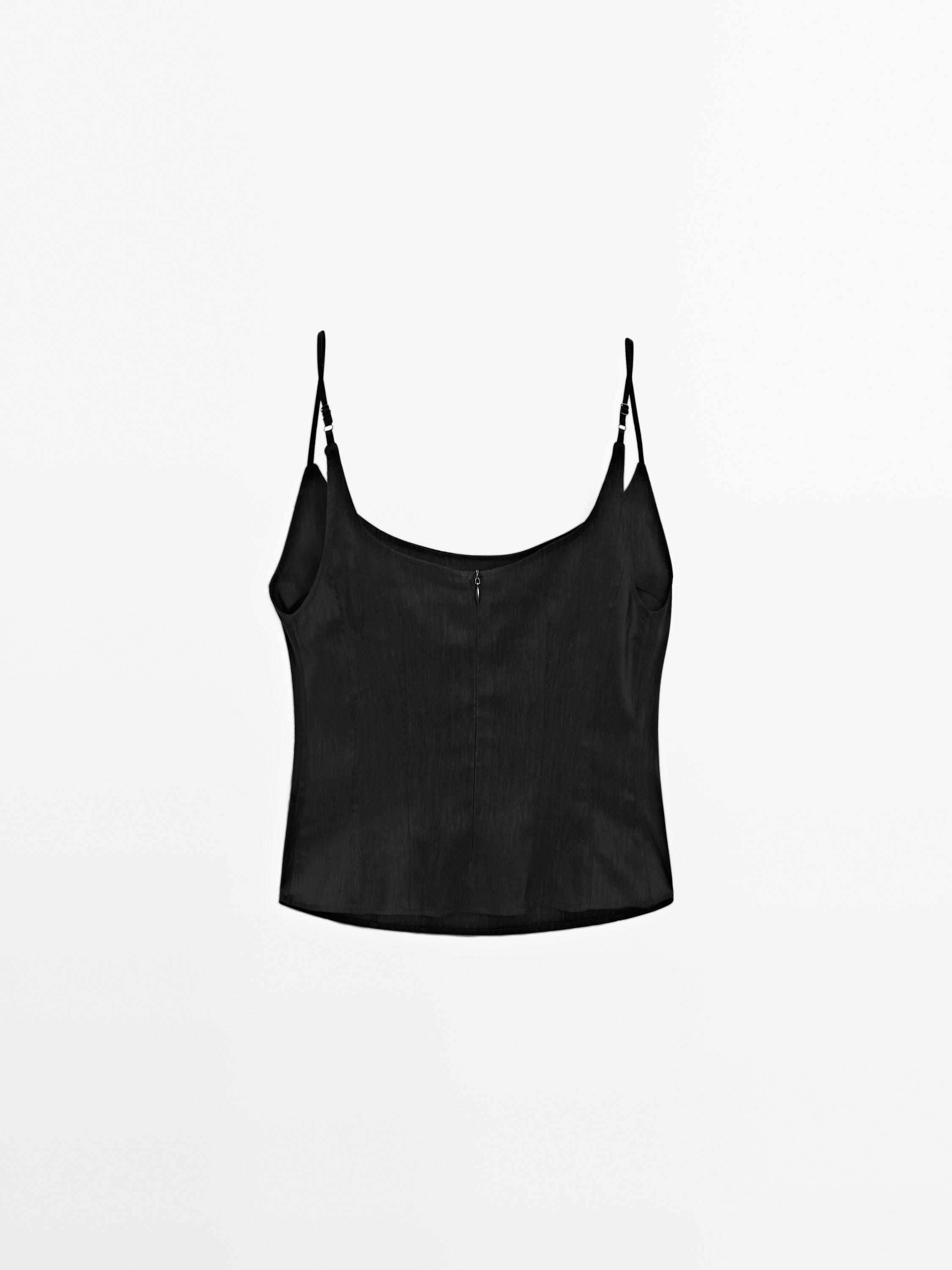 Linen blend strappy top