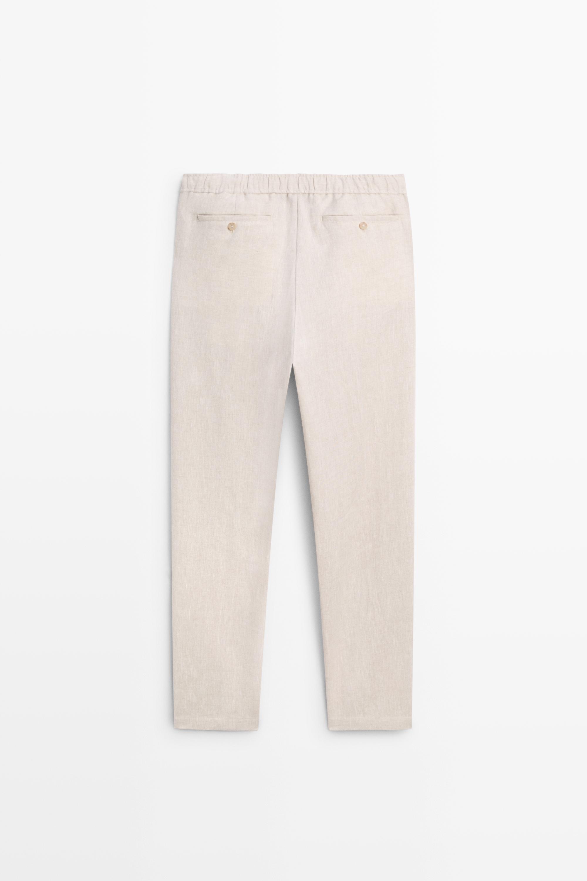 100% linen jogger fit pants — CREAM