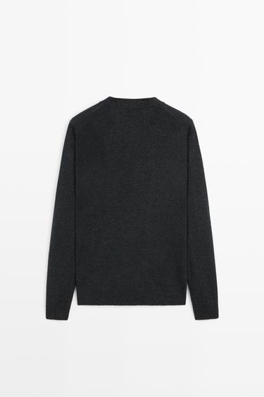 100% cashmere button-up knit cardigan — CHARCOAL 6