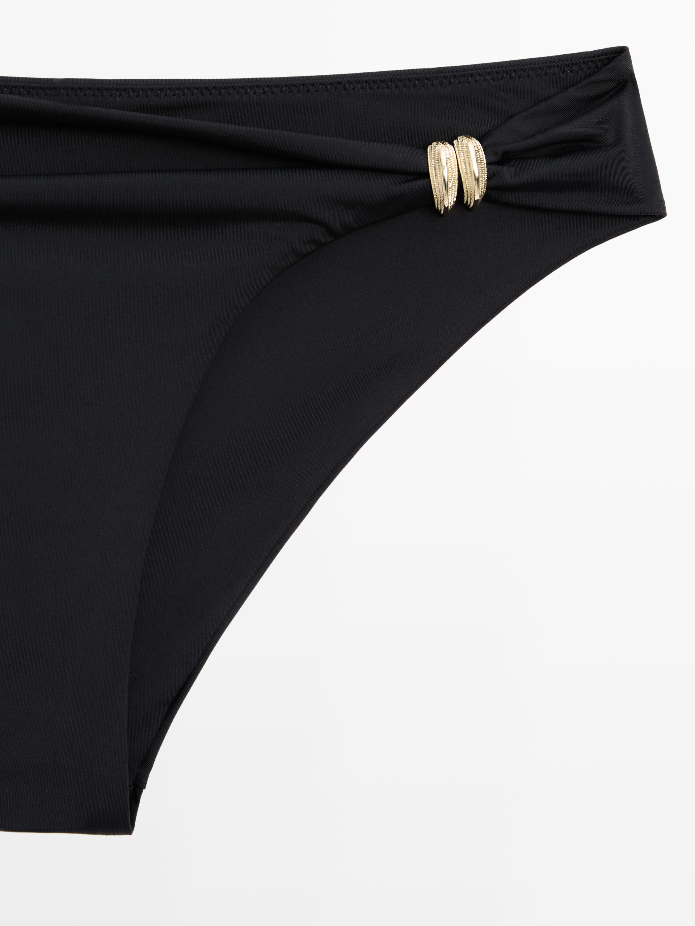 Bikini bottoms with rhinestone detail — BLACK