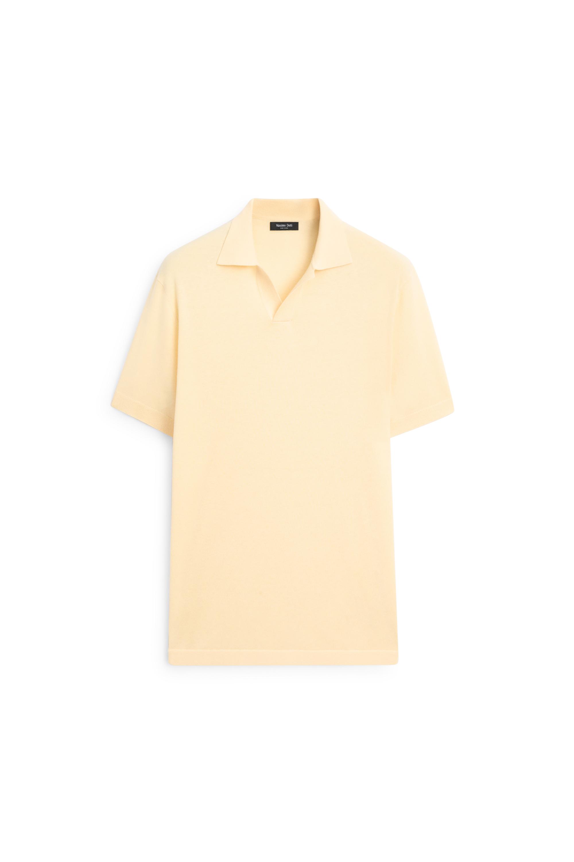 Cotton and linen knit polo sweater — Yellow