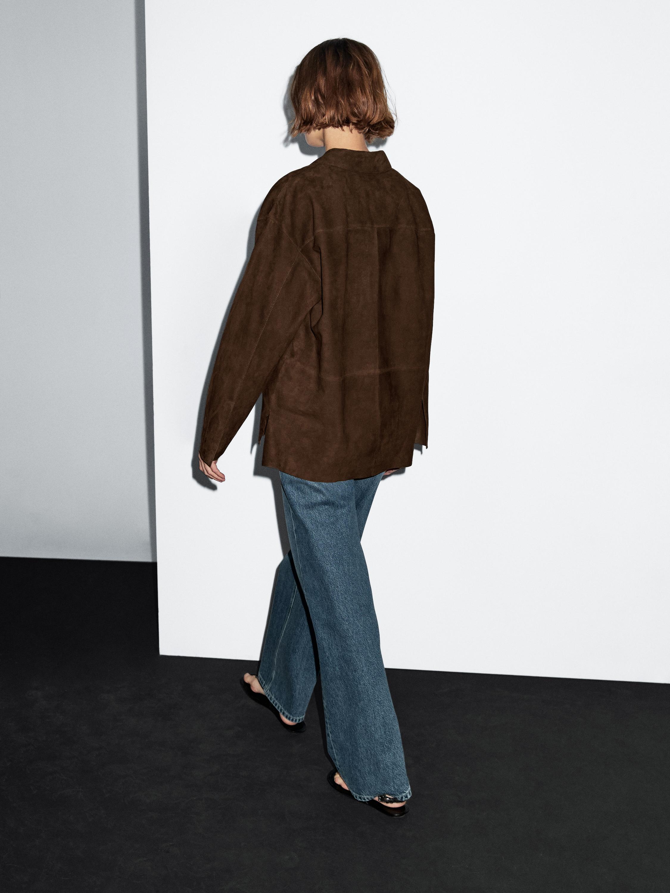 Suede leather overshirt