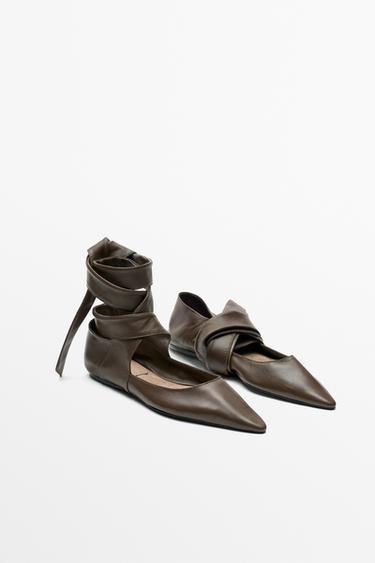 Leather lace-up ballet flat - LIMITED EDITION — KHAKI 6