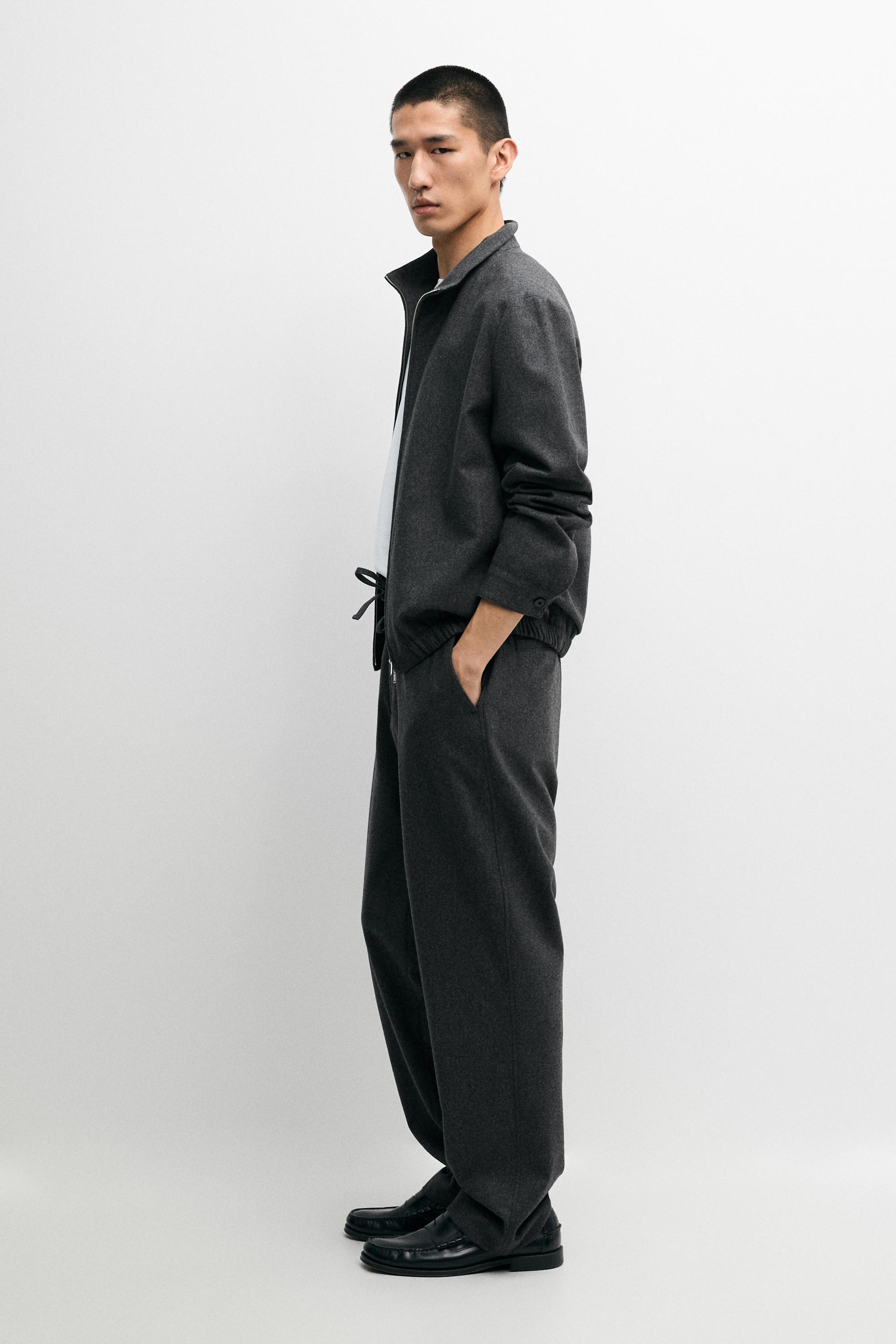 Wool blend flannel trousers — GREY