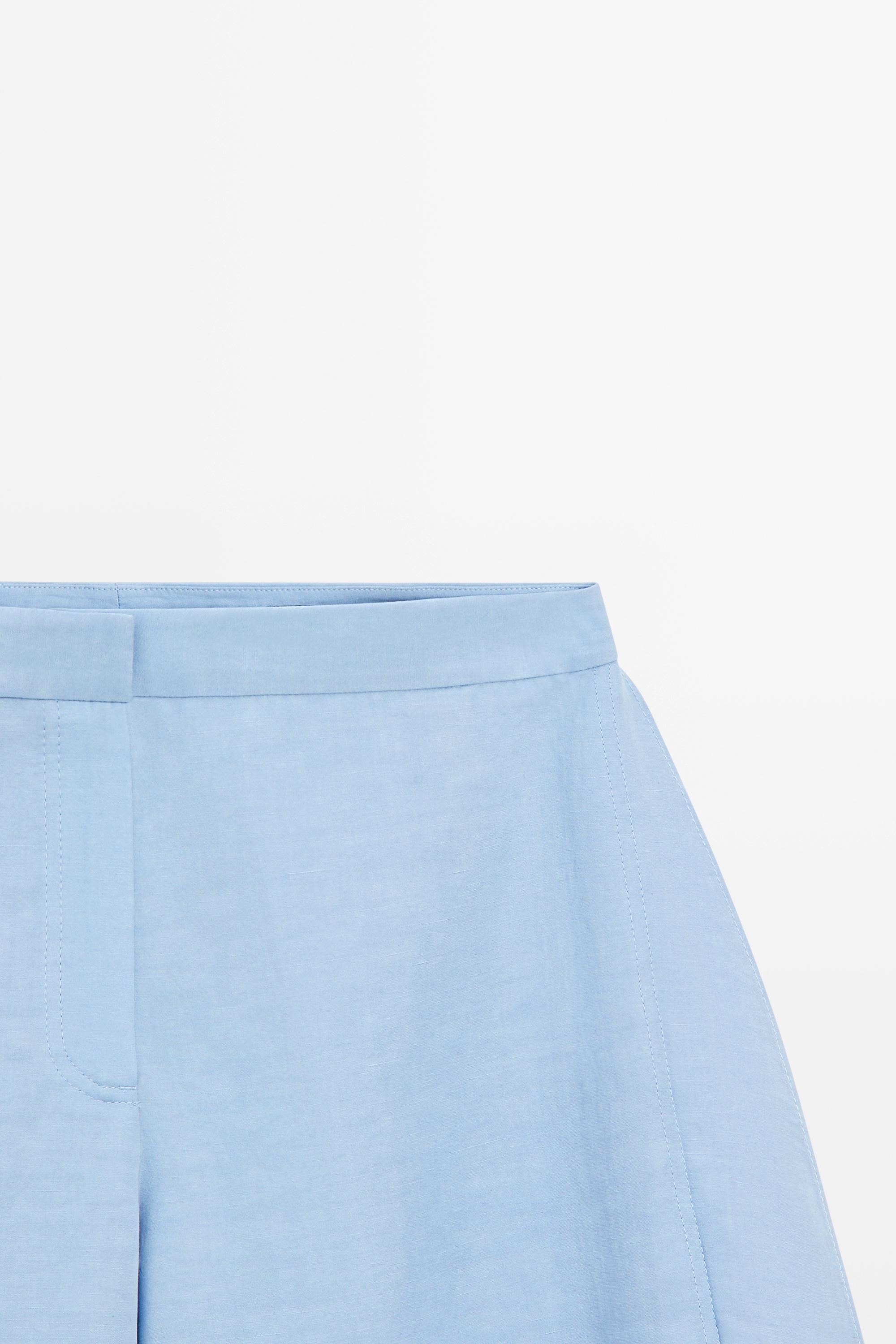 Voluminous flowing linen blend pants — SKY BLUE