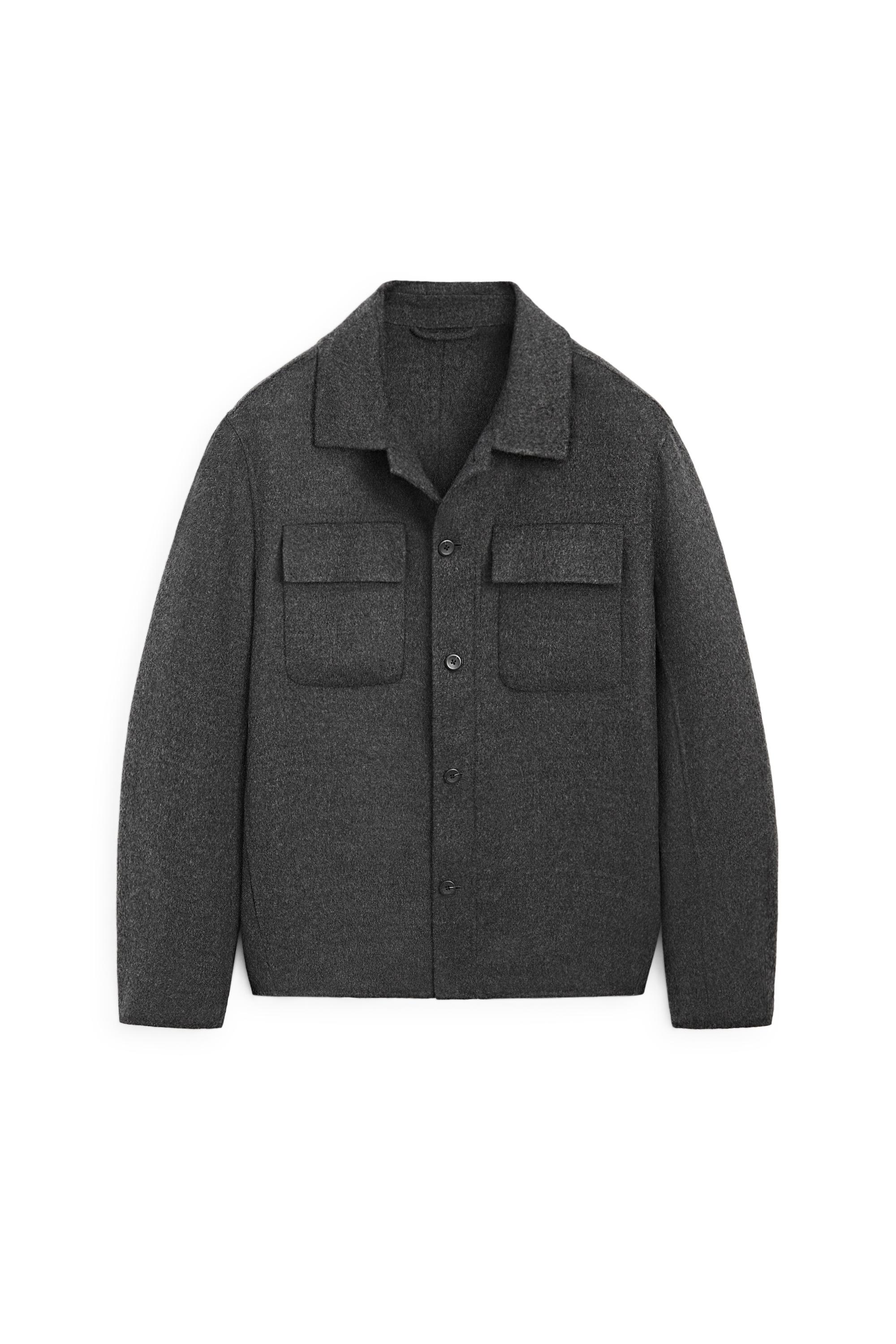Wool blend overshirt with pocket detail — CHARCOAL