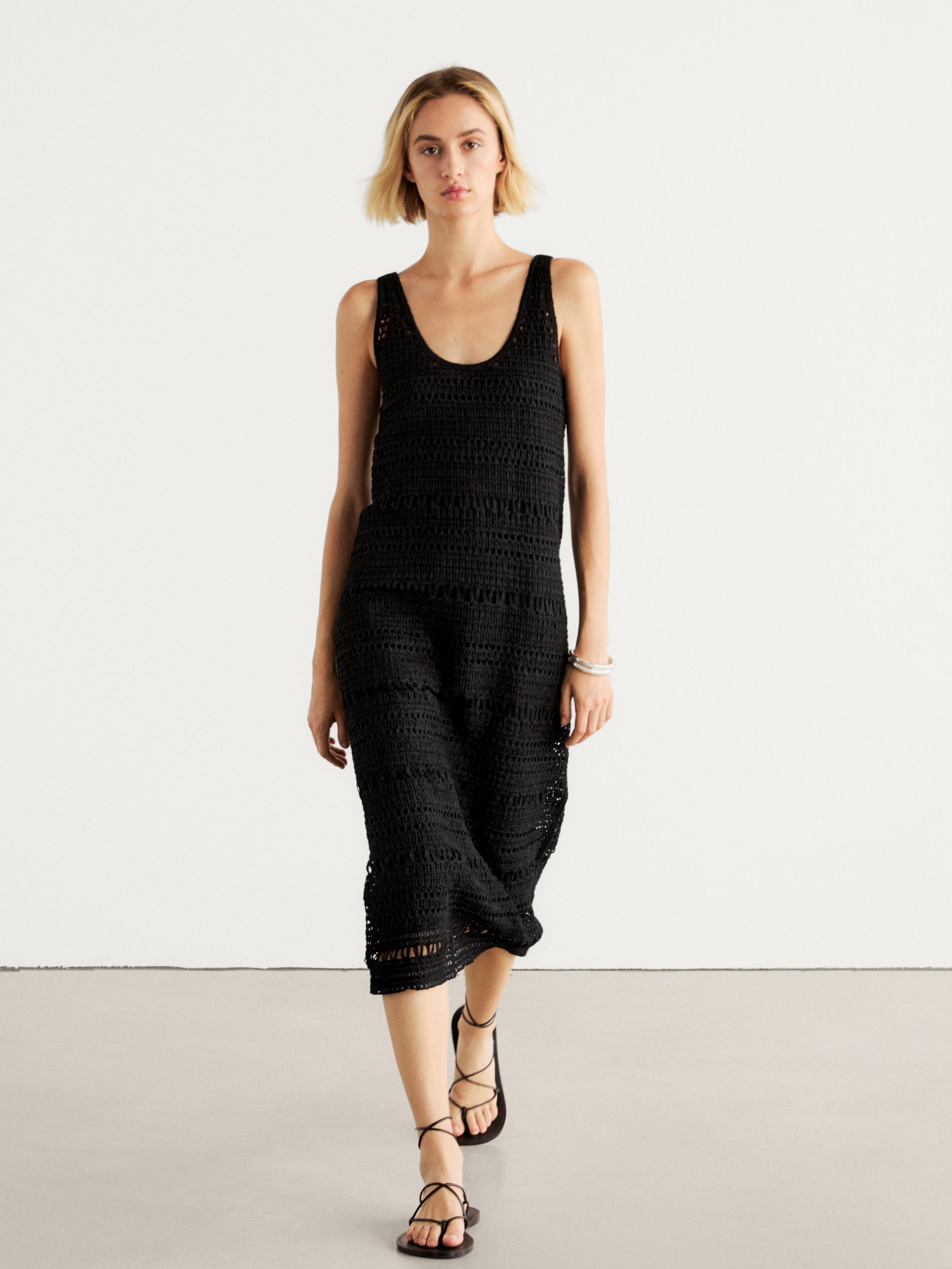 Robe midi bretelles crochet